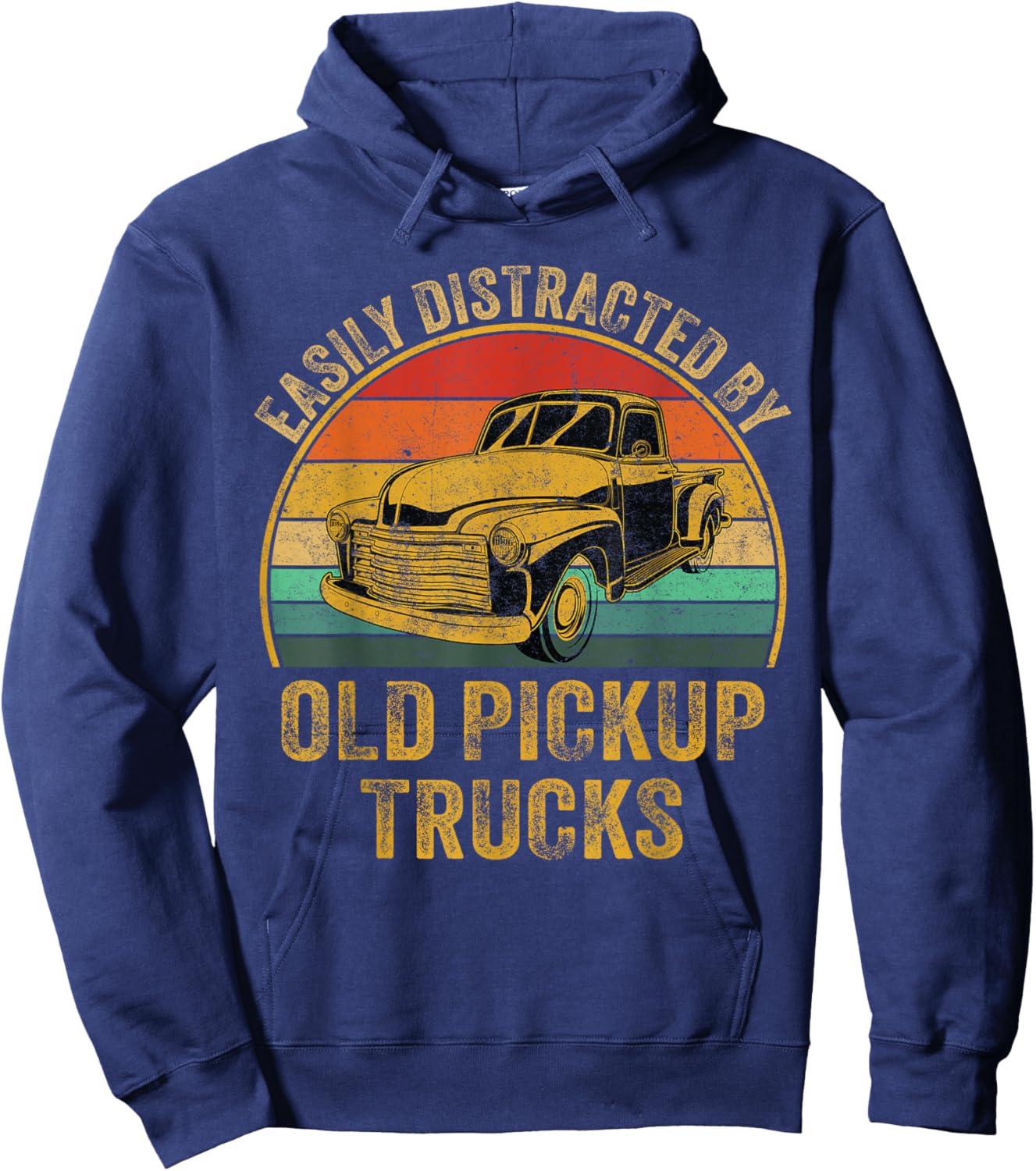 Easily Distracted By Old Pickup Trucks Lover Hoodie - Hoodie | Navy