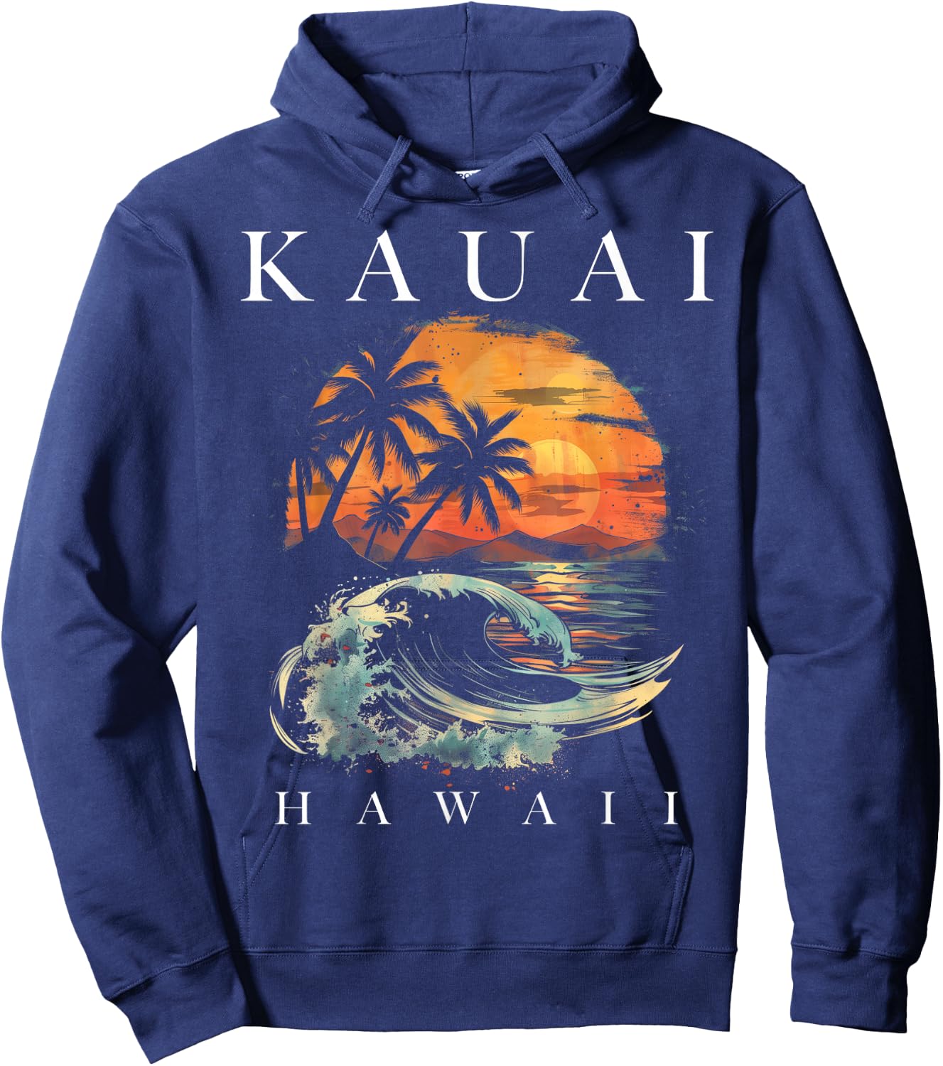 Kauai Hawaii Aloha Hawaiian Surf Surfer Vintage Hoodie - Hoodie | Navy