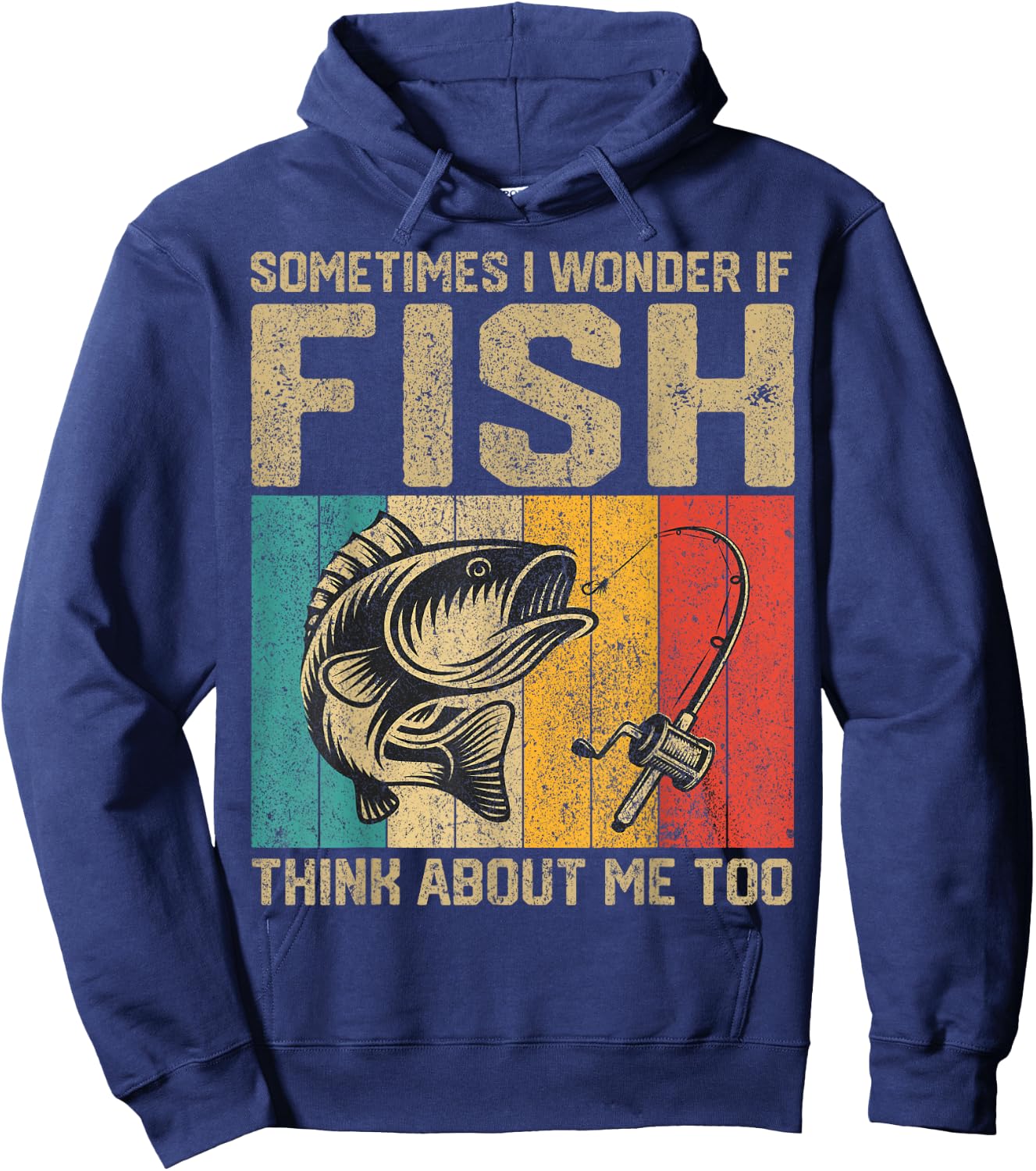 Funny Vintage Fishing Jokes Fisherman Bass Fish Hoodie - Hoodie | Navy
