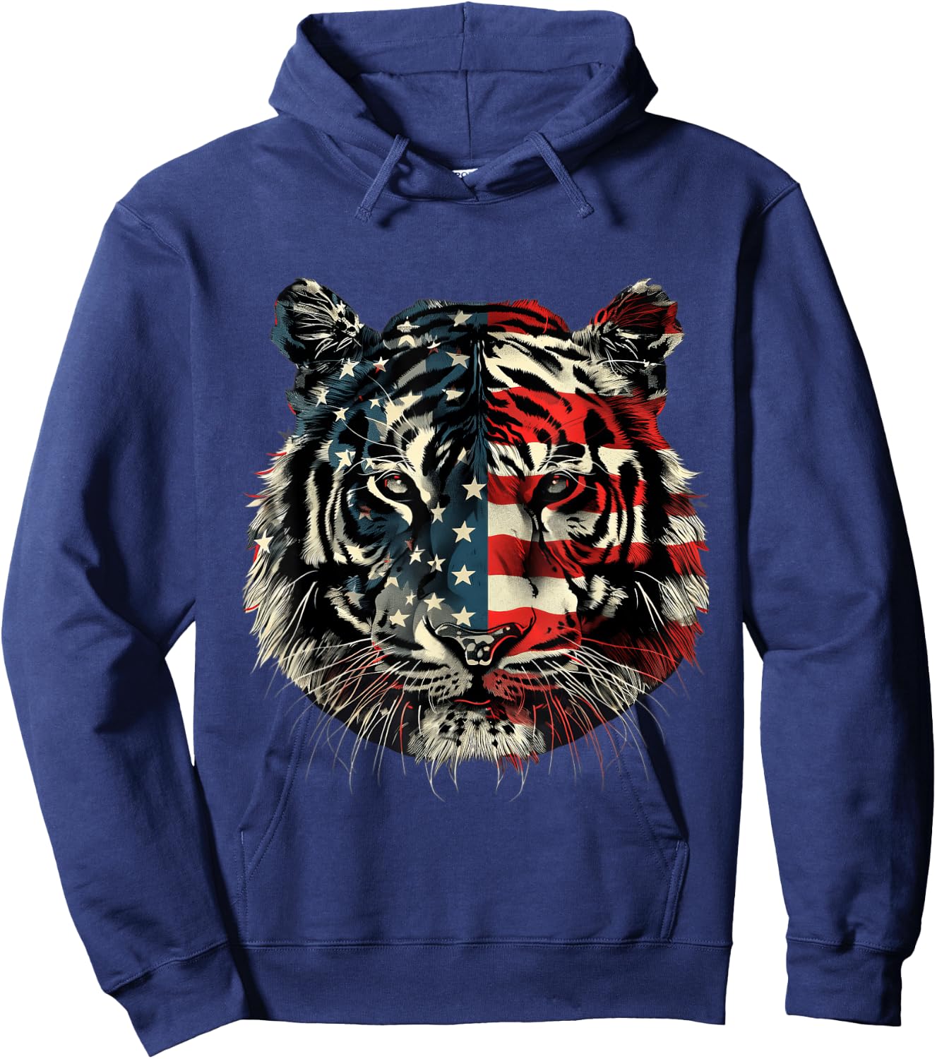 Tiger American Flag Hoodie - Hoodie | Navy