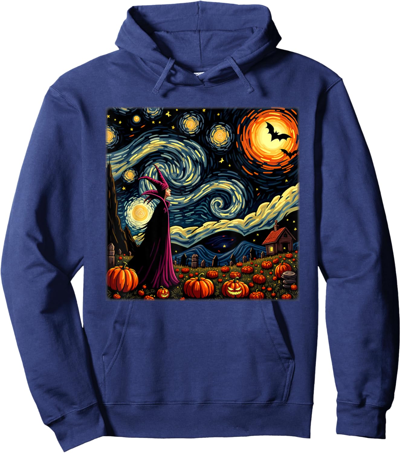 Spooky Halloween Evil Queen Starry Night Hoodie - Hoodie | Navy