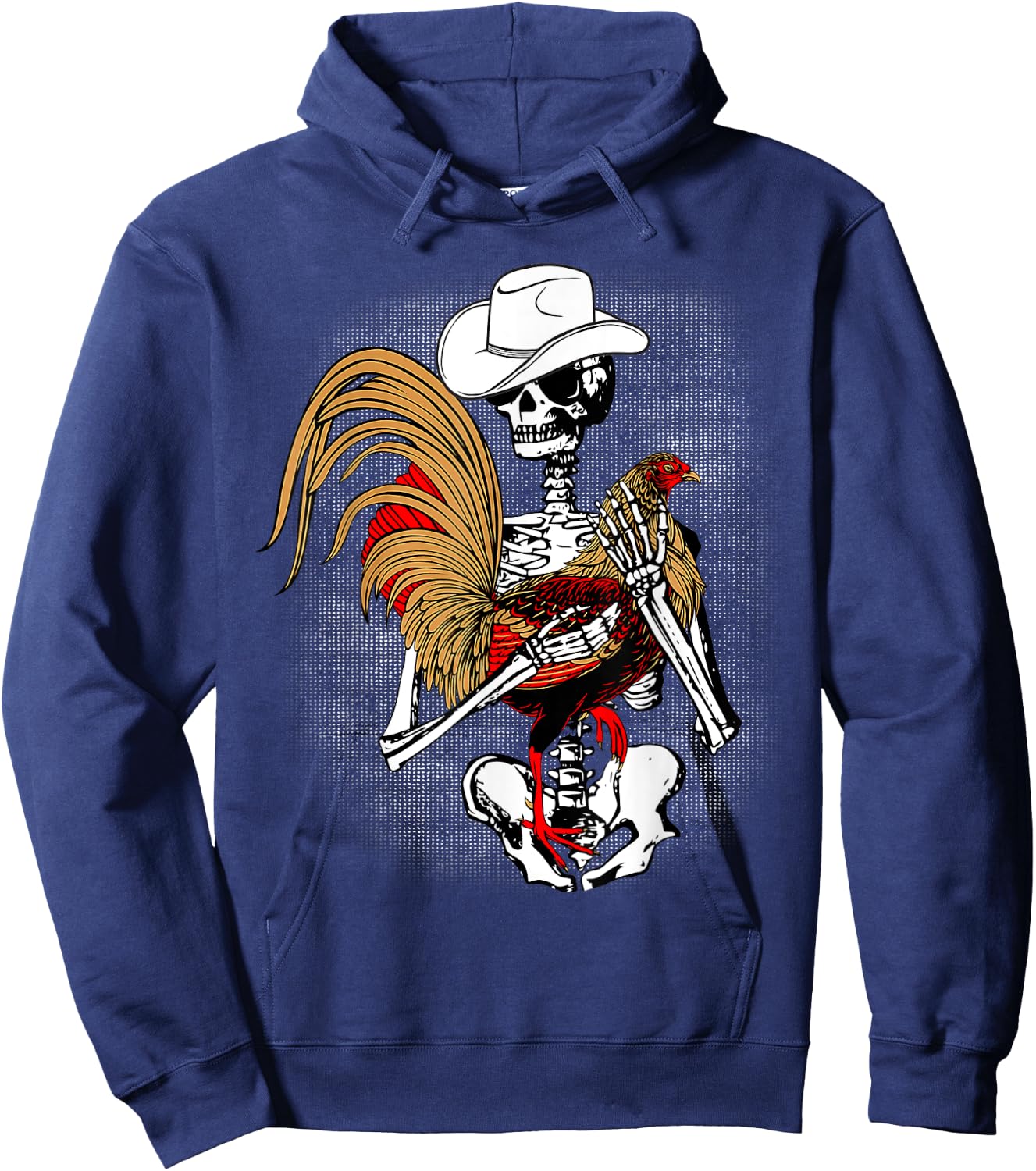 Funny Gallero Red Rooster Chicken Skeleton Hoodie - Hoodie | Navy