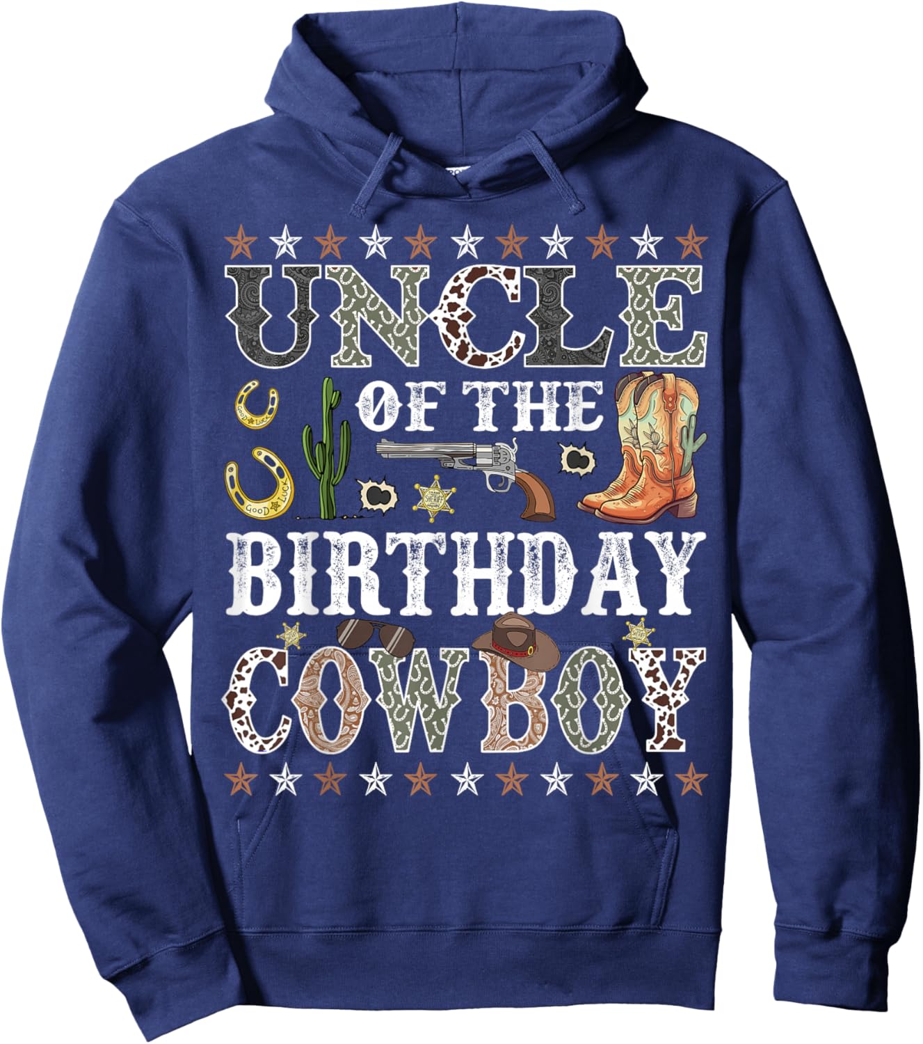 Uncle Of The Birthday Cowboy Rodeo Uncle Hoodie - Hoodie | Navy