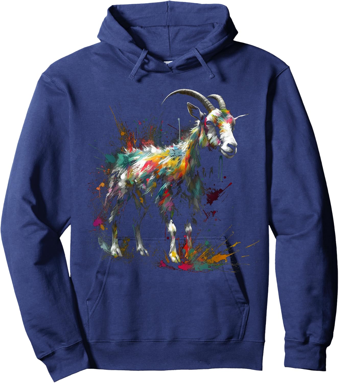 Goat art - colourful animal motif goat Hoodie - Hoodie | Navy