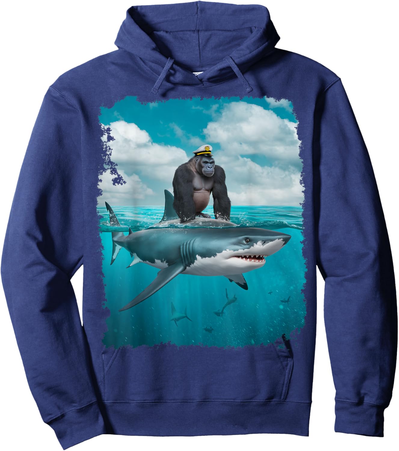 Adult Meme I Love Sharks I Love Gorilla Weird Hoodie - Hoodie | Navy