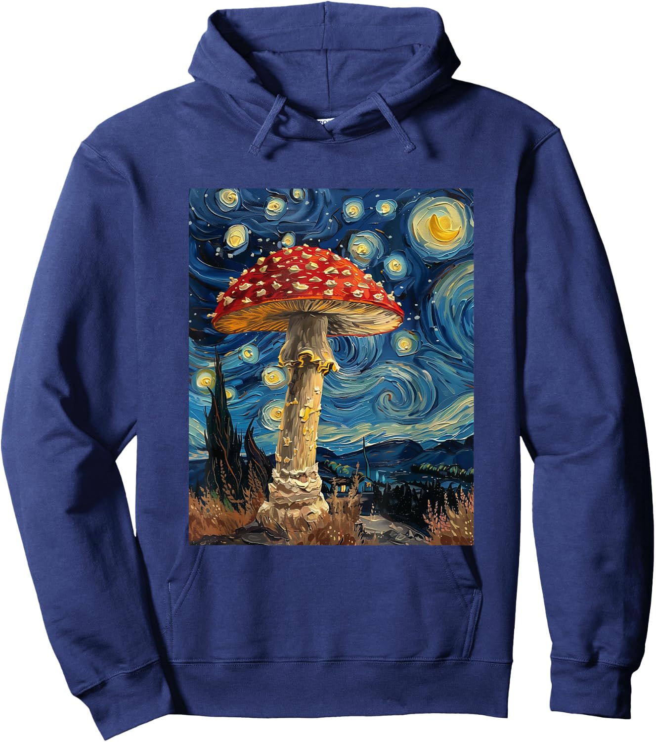 Mushroom - Van Gogh Style - Starry Night Hoodie - Hoodie | Navy