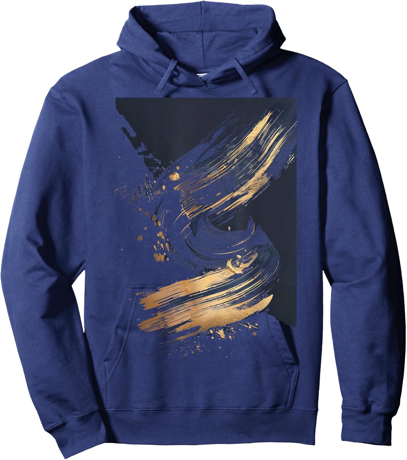Black Brushstrokes Graphic Hoodie - Hoodie | Navy