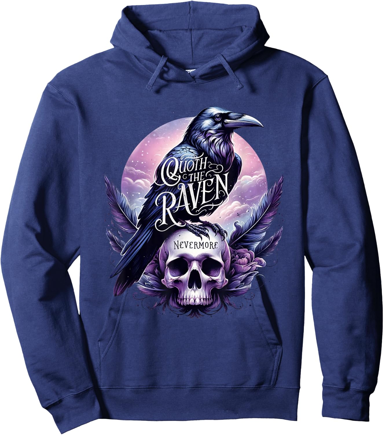 Edgar Allan Poe Nevermore Quoth The Raven Hoodie - Hoodie | Navy