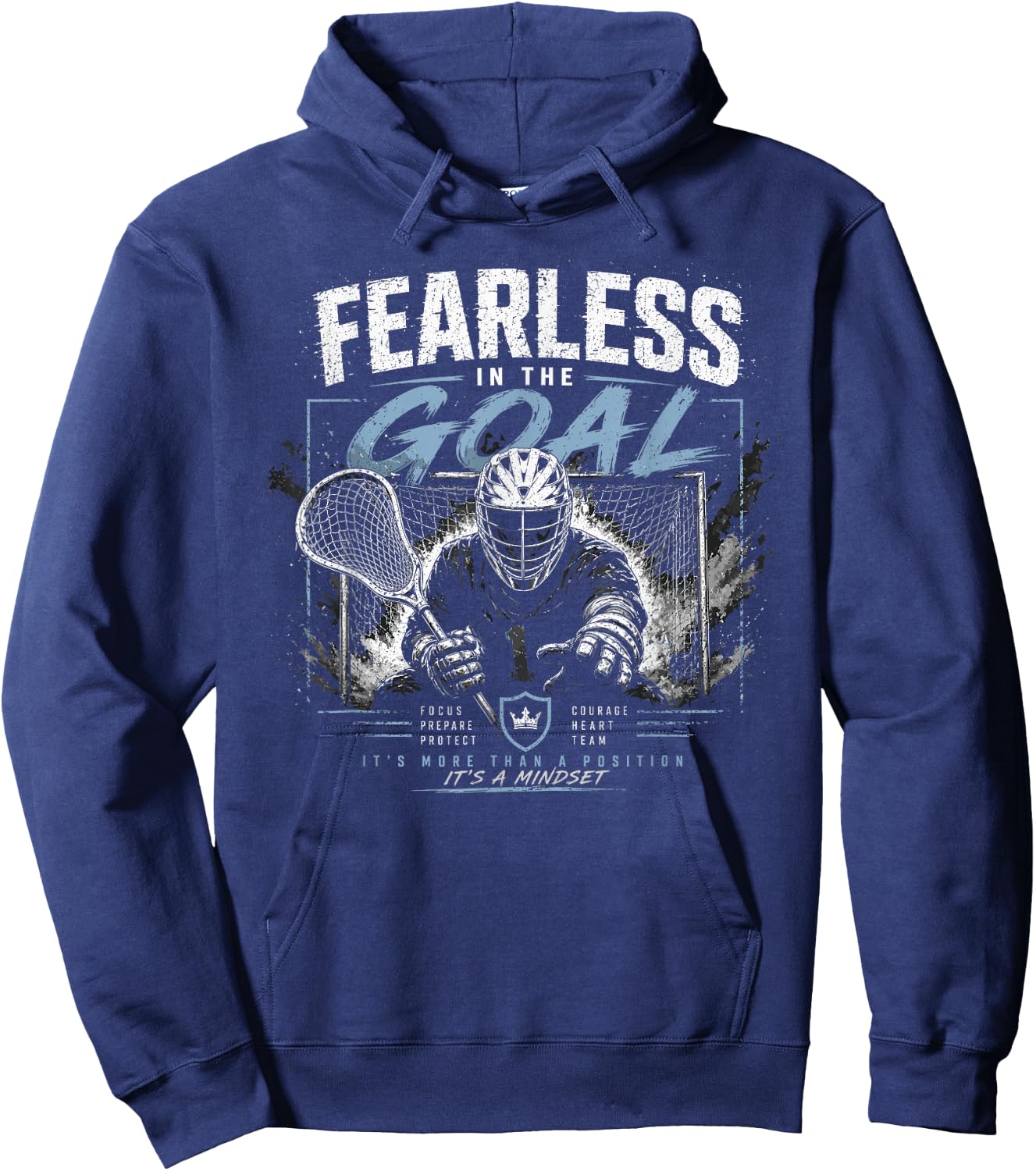 Fearless in The Goal Lacrosse Goalie Player Hoodie - Hoodie | Navy