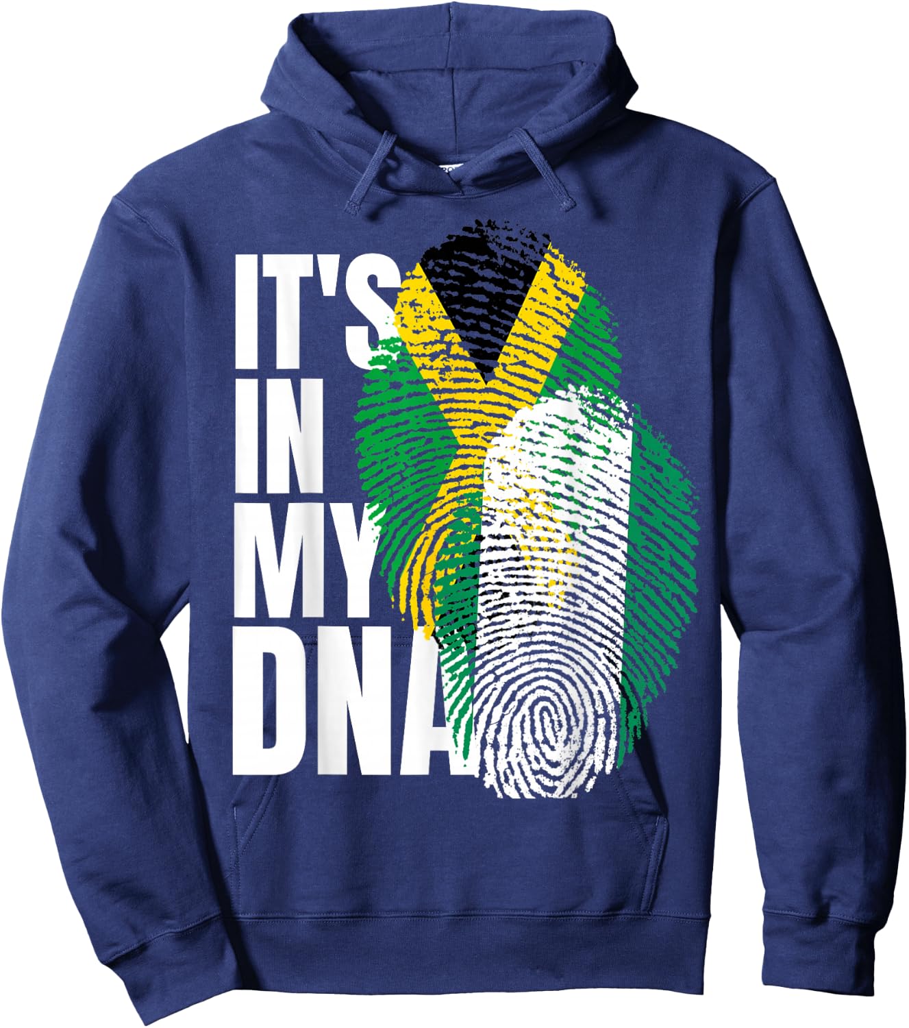 Jamaican And Nigerian Mix DNA Heritage Flag Hoodie - Hoodie | Navy