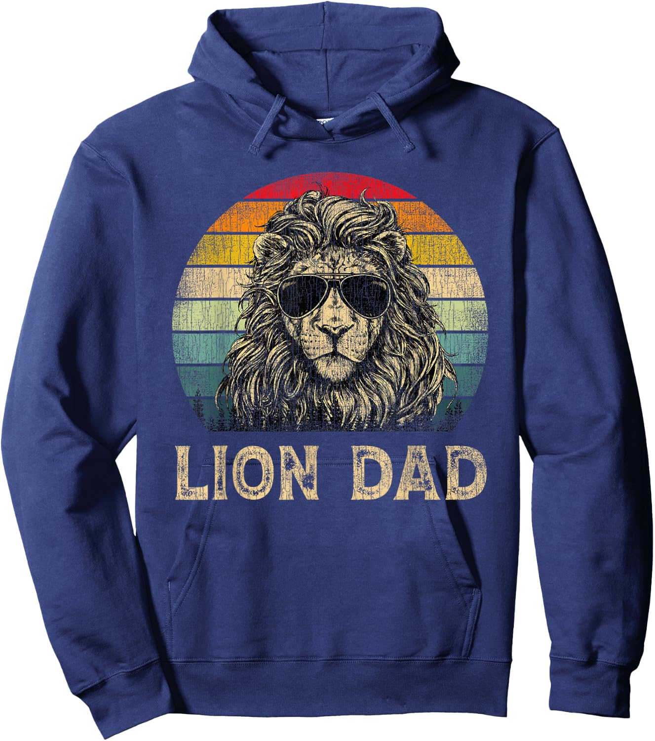 Vintage Lion Dad Lion Lovers Daddy Father's Day Hoodie - Hoodie | Navy