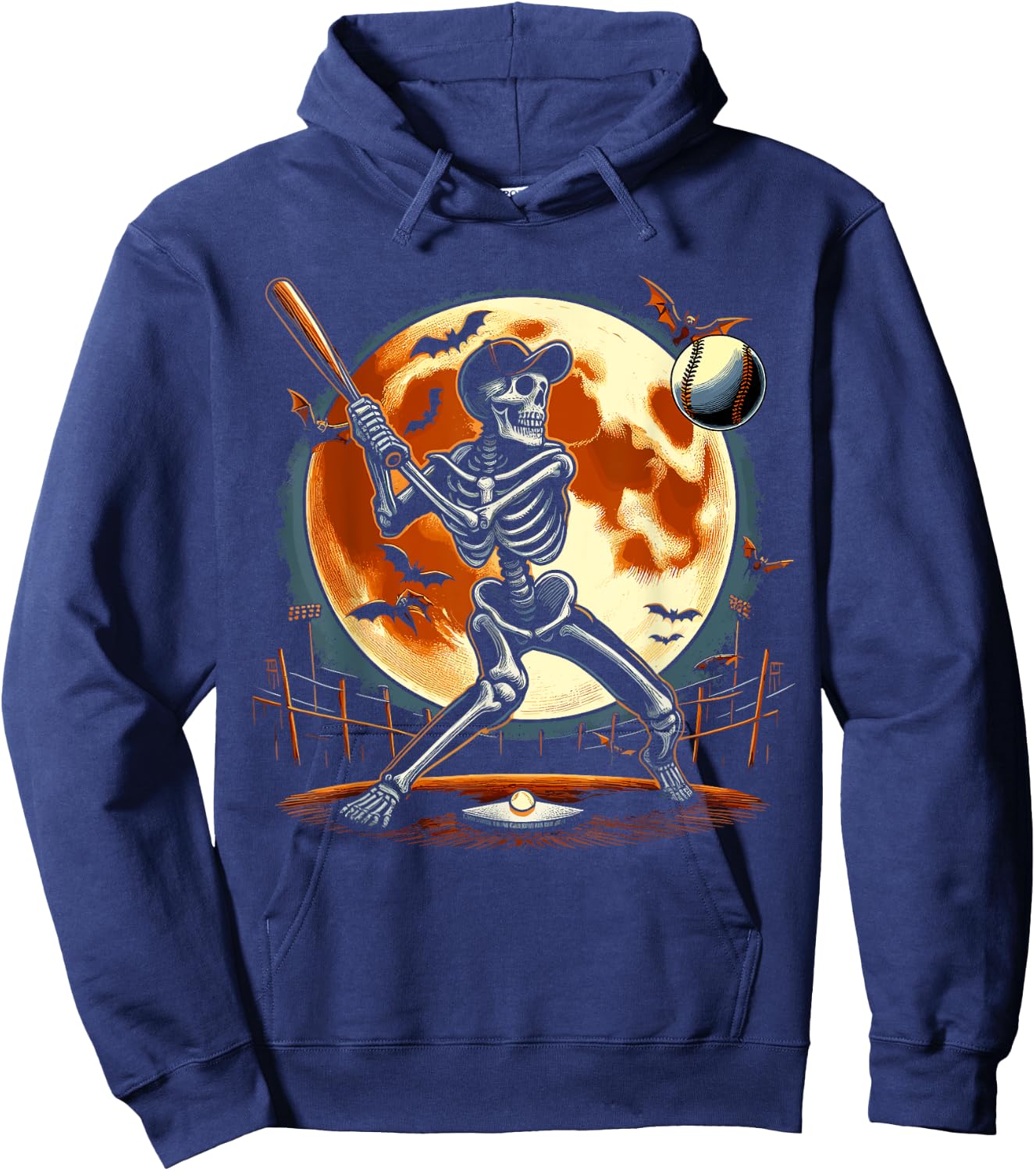 Halloween Baseball Skeleton Halloween Hoodie - Hoodie | Navy