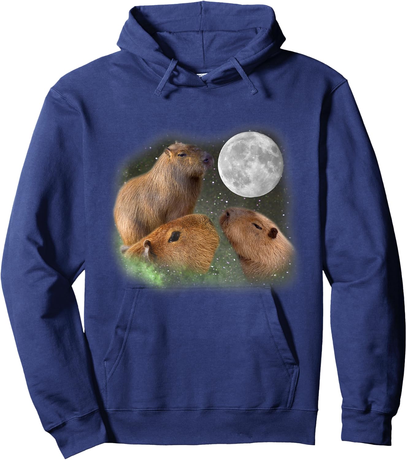 Three Moon Capybaras . Funny Cute Animal Parody Hoodie - Hoodie | Navy