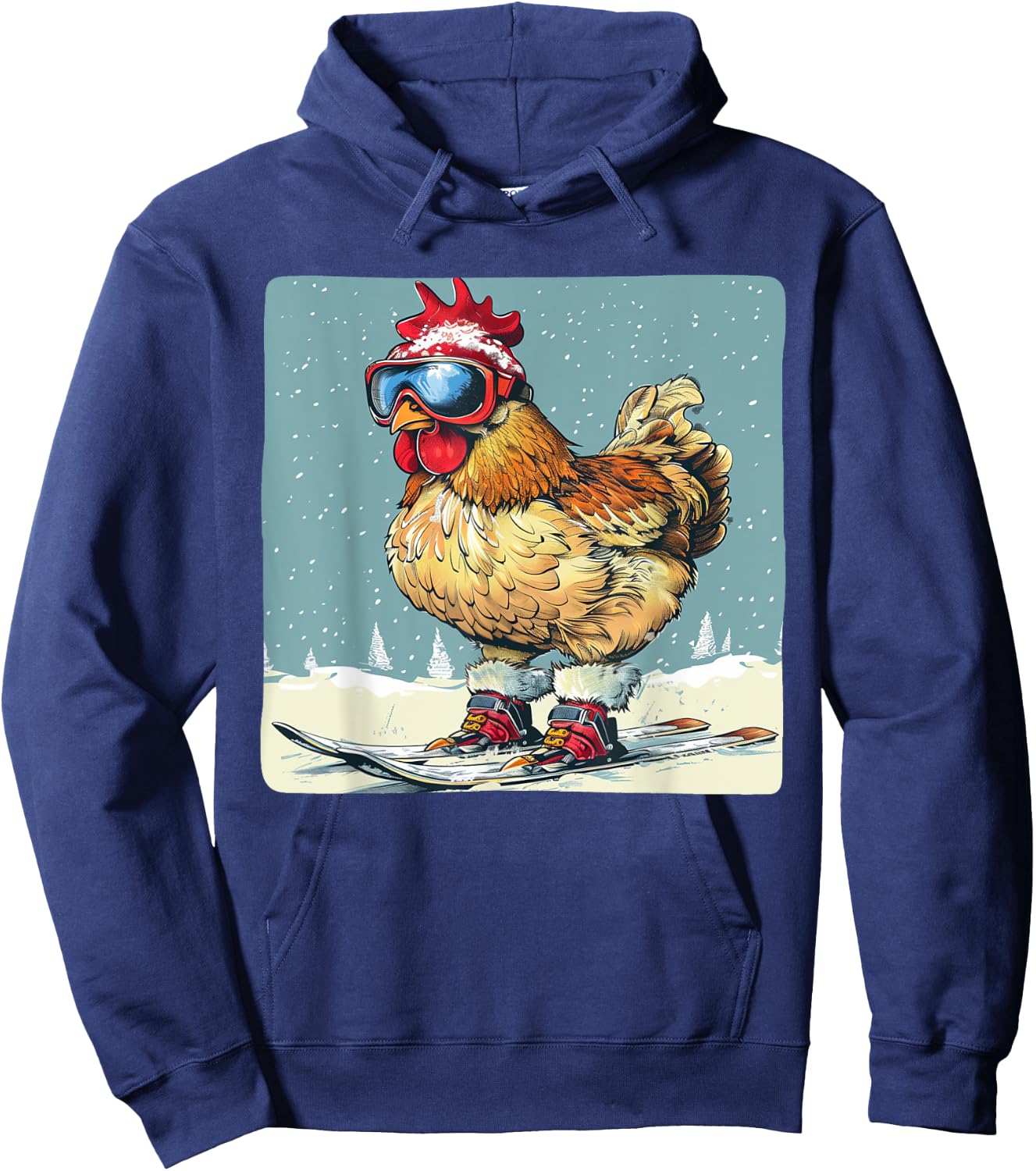 Funny Ski Chicken for Winter and Snow Holidays Hoodie - Hoodie | Navy