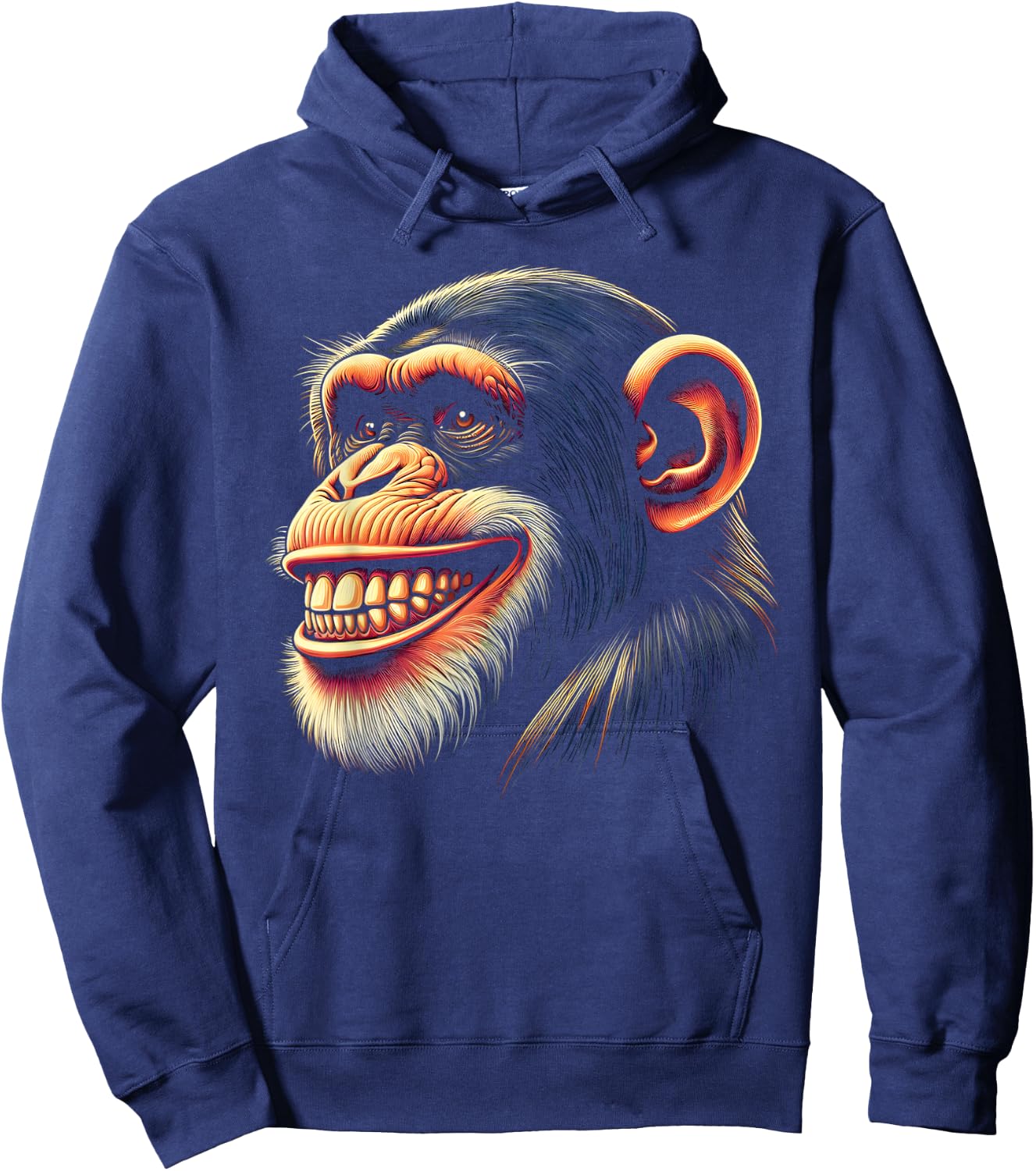 Smiling Chimpanzee Chimp Monkey Face Hoodie - Hoodie | Navy