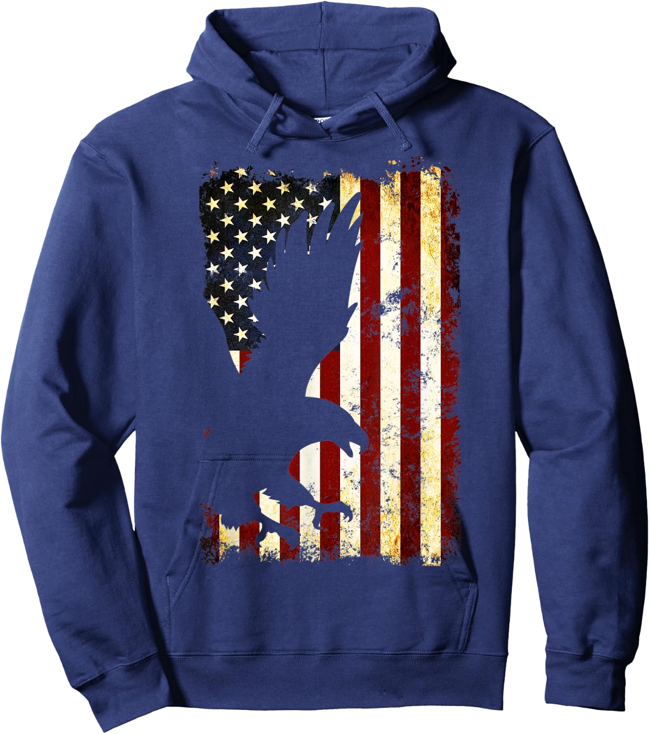 Eagle Silhouette American Flag 4th of July Men Hoodie - Hoodie | Navy