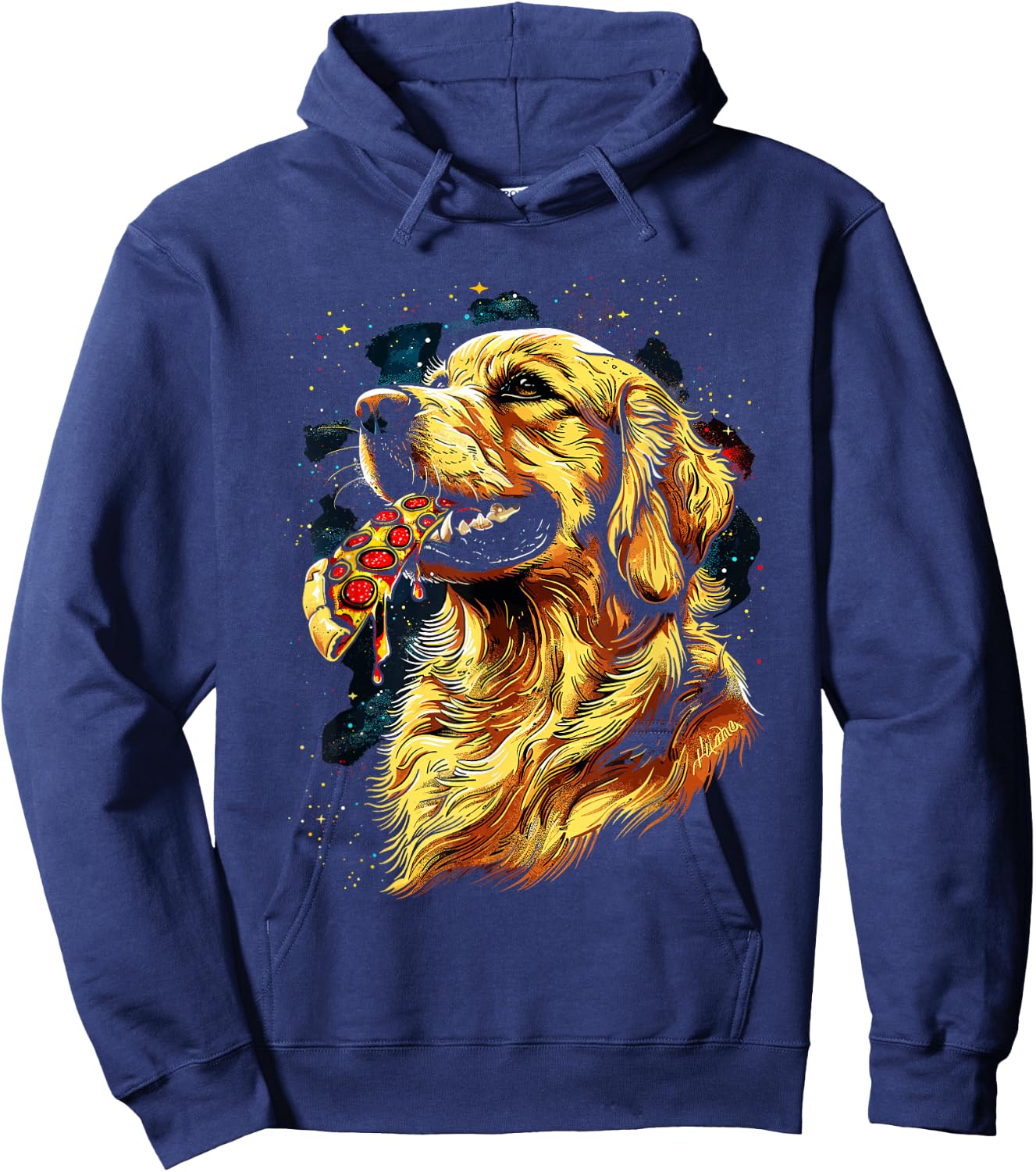 Pizza Dog I Space Dog eating Pizza Hoodie - Hoodie | Navy
