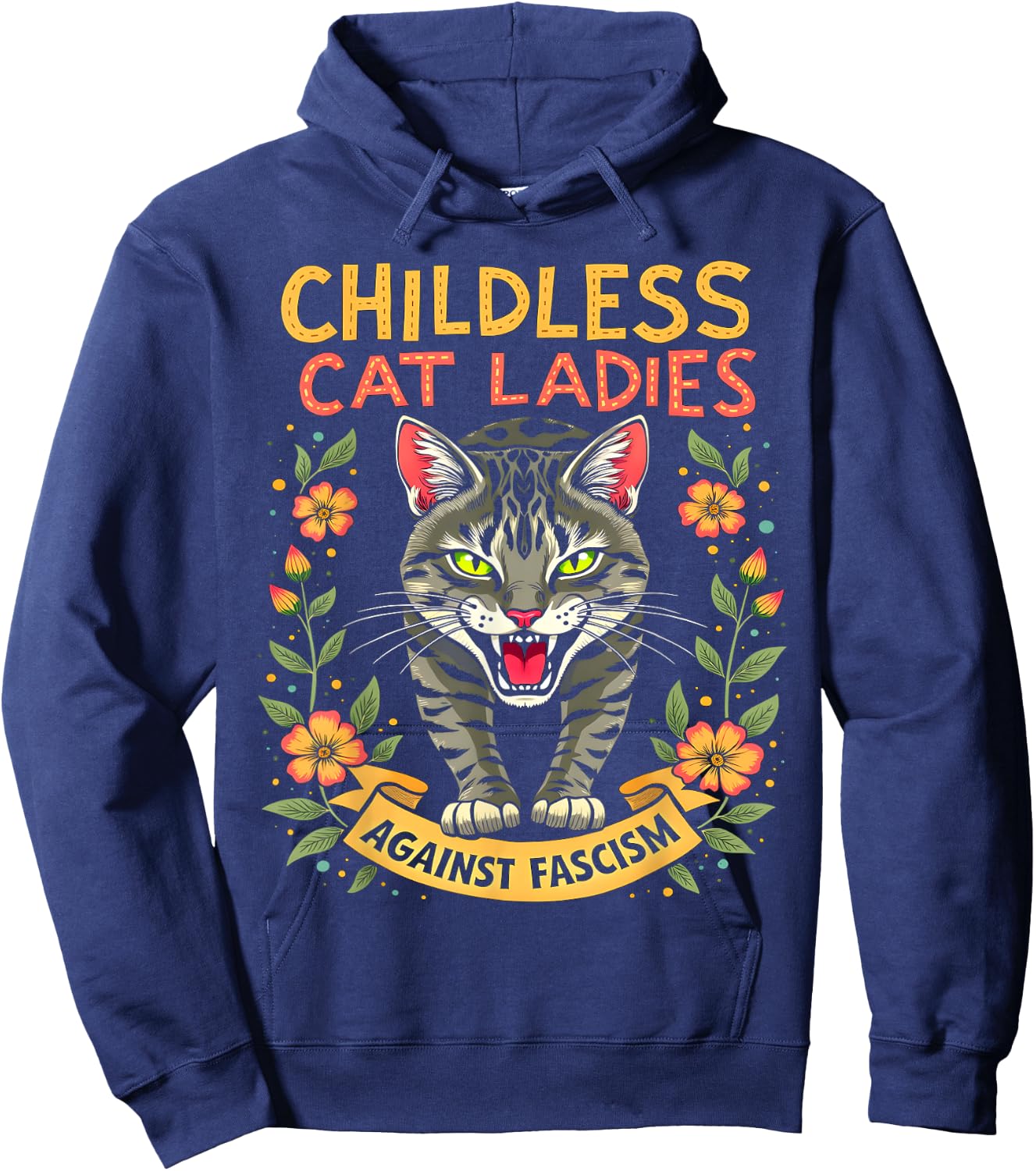 Childless Cat Ladies Against Fascism Hoodie - Hoodie | Navy