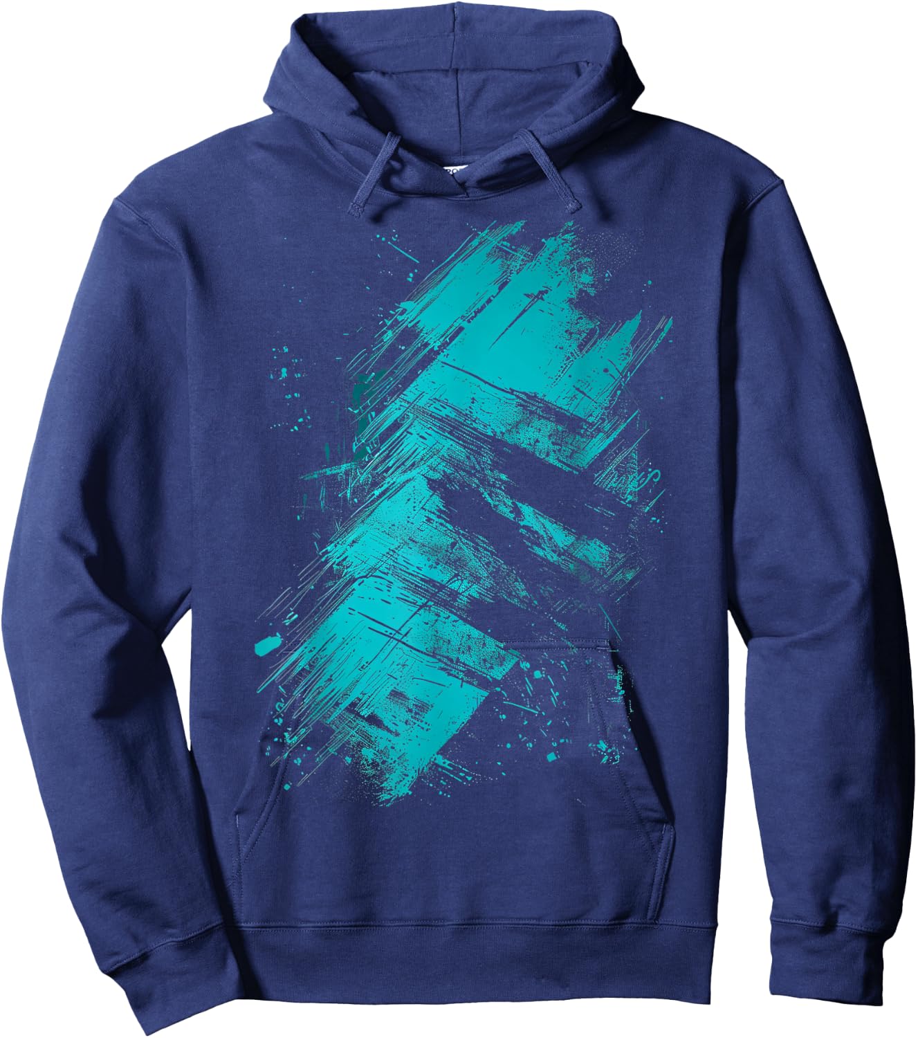 Teal And Black Grunge Hoodie - Hoodie | Navy