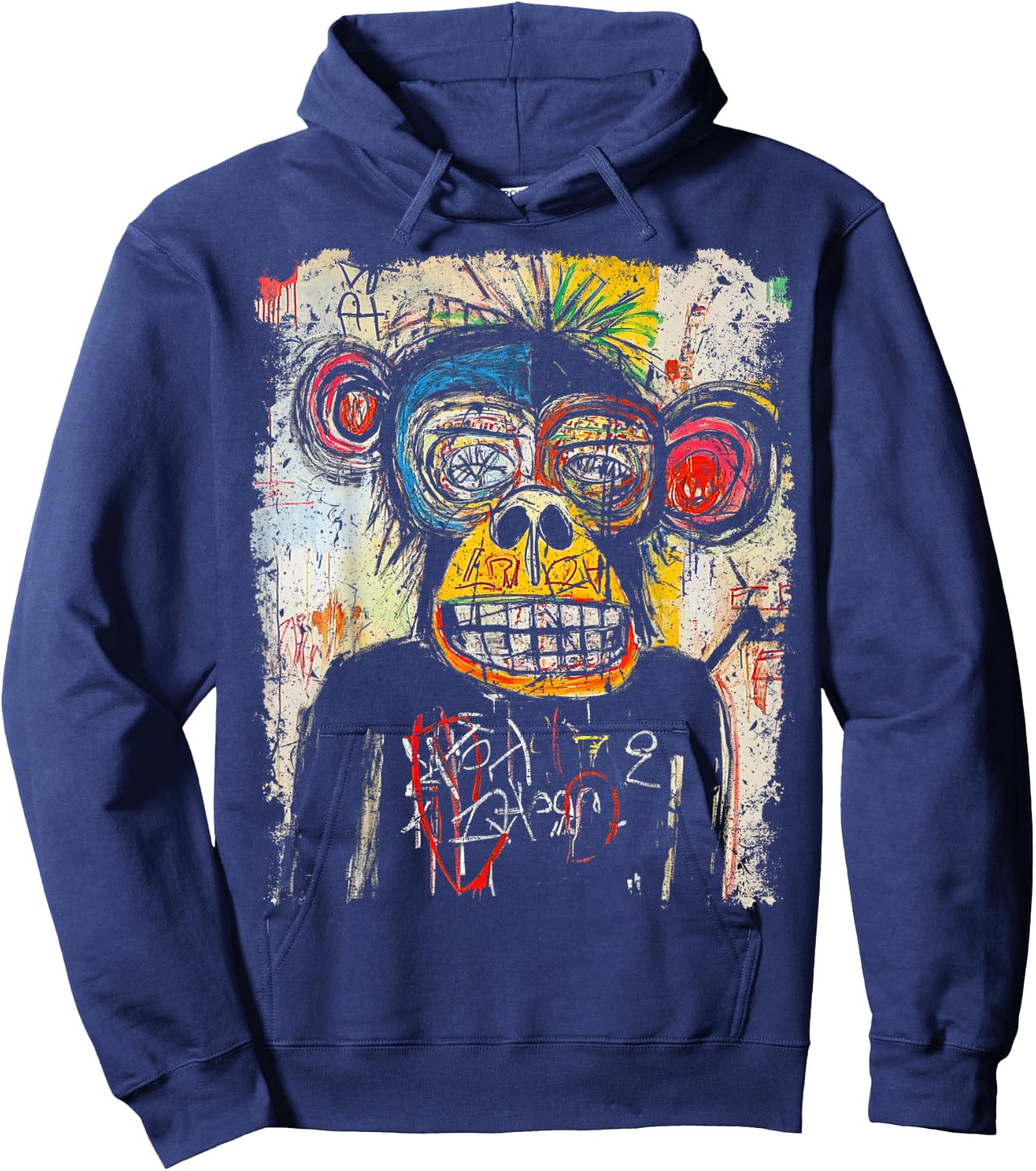 Pop Art Style Monkey 90s Men's Graffiti Hoodie - Hoodie | Navy