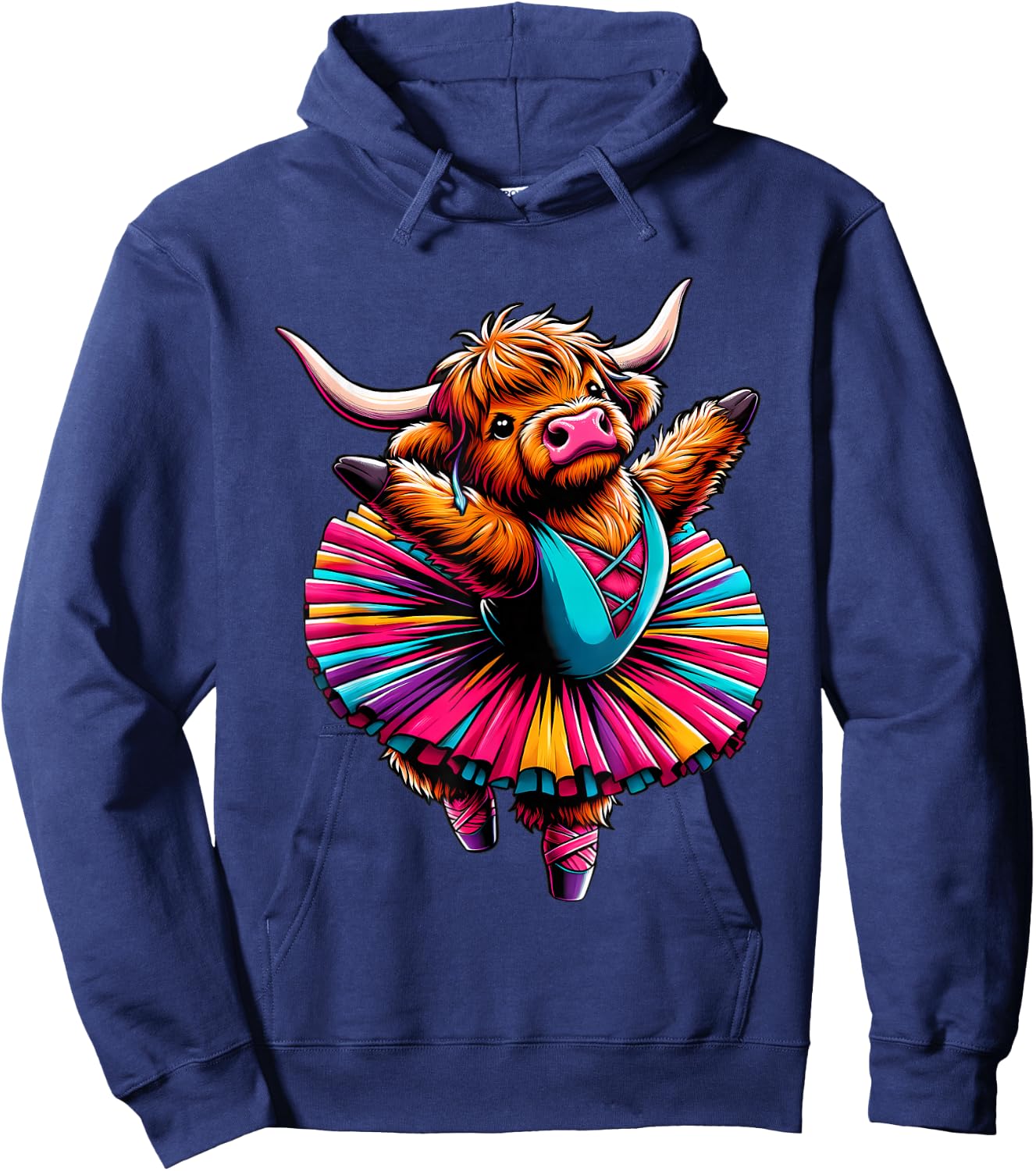 Ballerina Scottish Highland Cow Dancing Hoodie - Hoodie | Navy