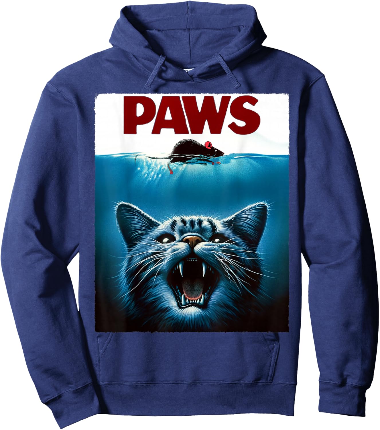 Paws Cat and Mouse Parody Funny Cat Hoodie - Hoodie | Navy