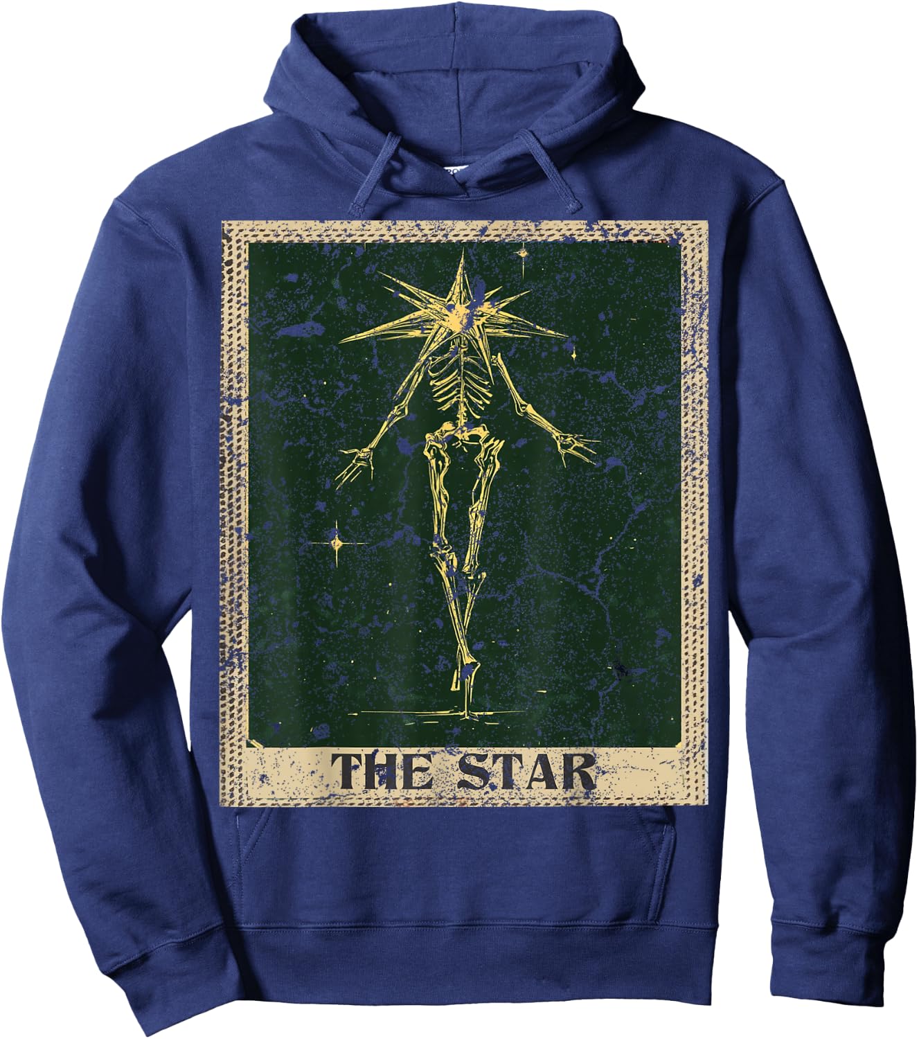 Vintage Distressed Grunge The Star Tarot Card Hoodie - Hoodie | Navy