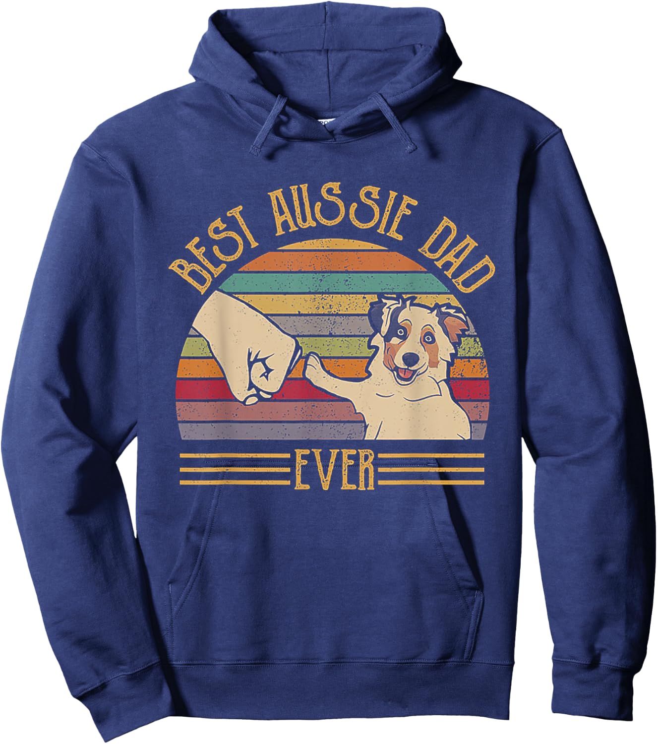 Best Aussie Dad Ever Retro Vintage Sunset Hoodie - Hoodie | Navy
