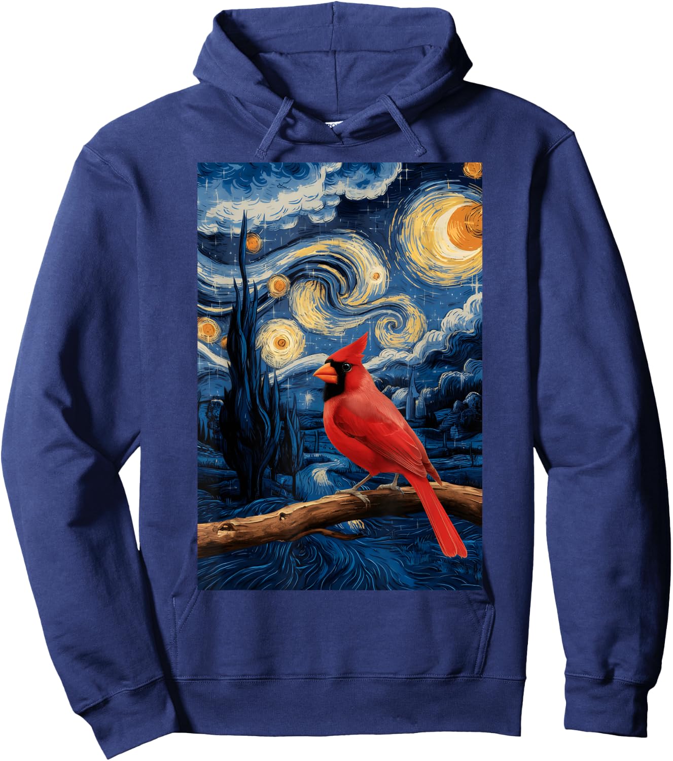 Cute Starry Red Cardinal Night For Bird Lovers Hoodie - Hoodie | Navy