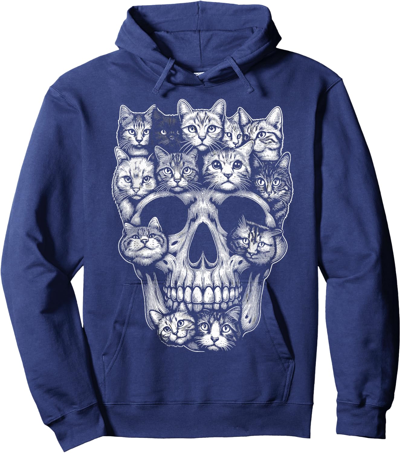 Cat Skull Skeleton Kitty Halloween Costume Cat Hoodie - Hoodie | Navy