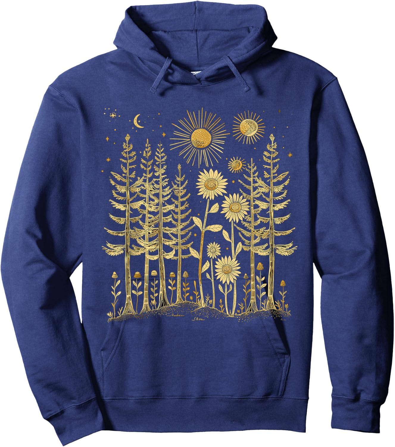Wildlife Trees Nature Pine Tree Forest Outdoor Hoodie - Hoodie | Navy