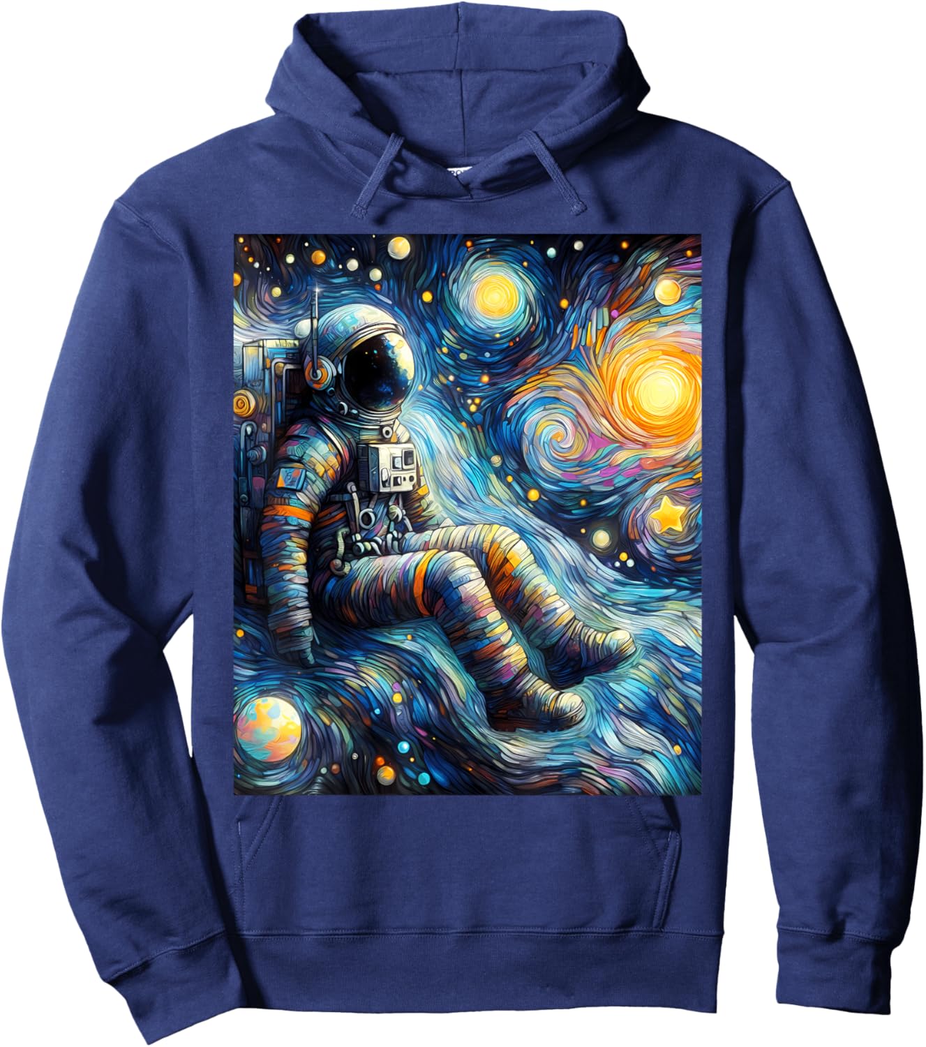 Astronaut Space Planets Starry Night Painting Hoodie - Hoodie | Navy