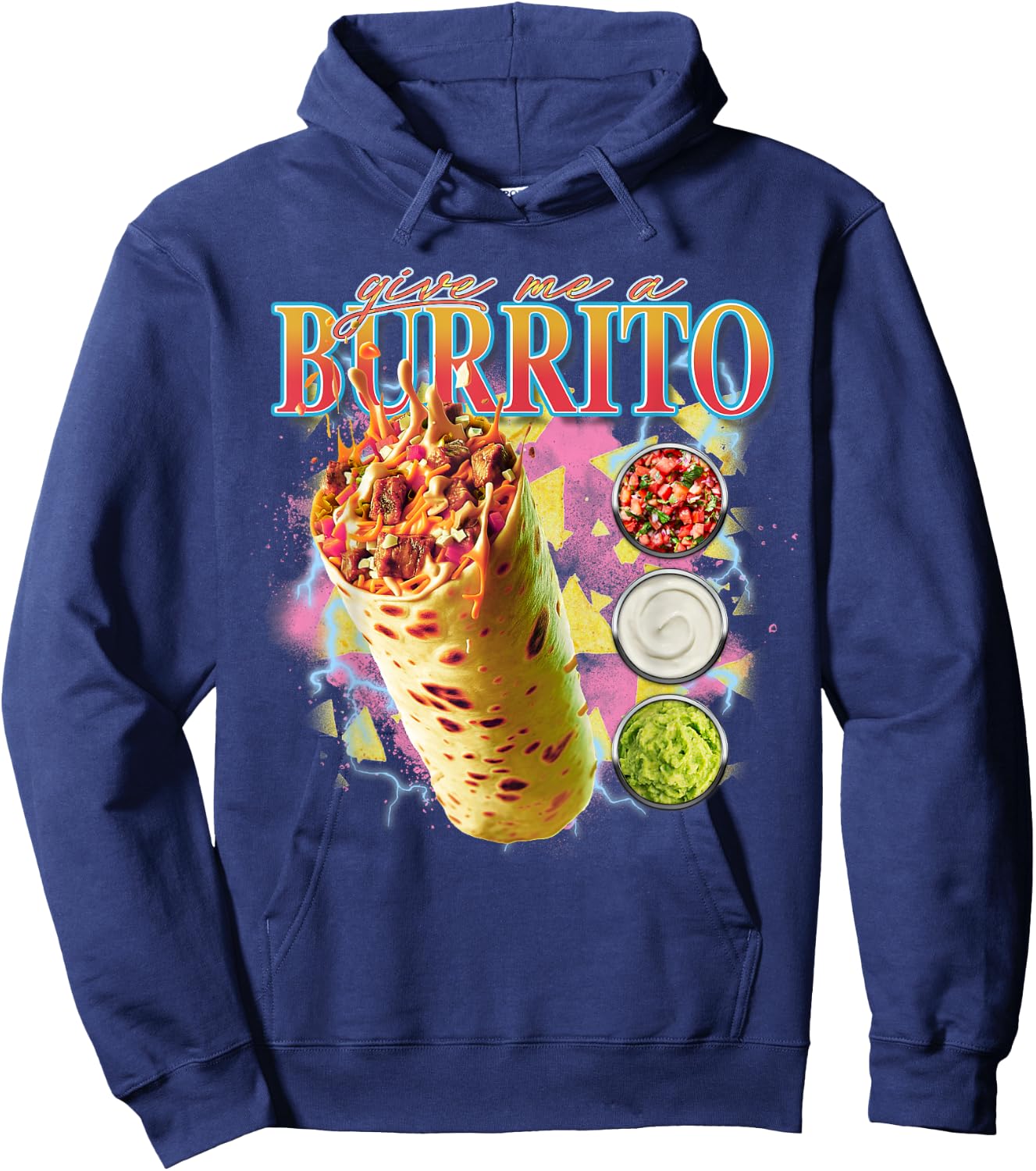 Give Me A Burrito 90s Bootleg Rap Rock Concert Hoodie - Hoodie | Navy