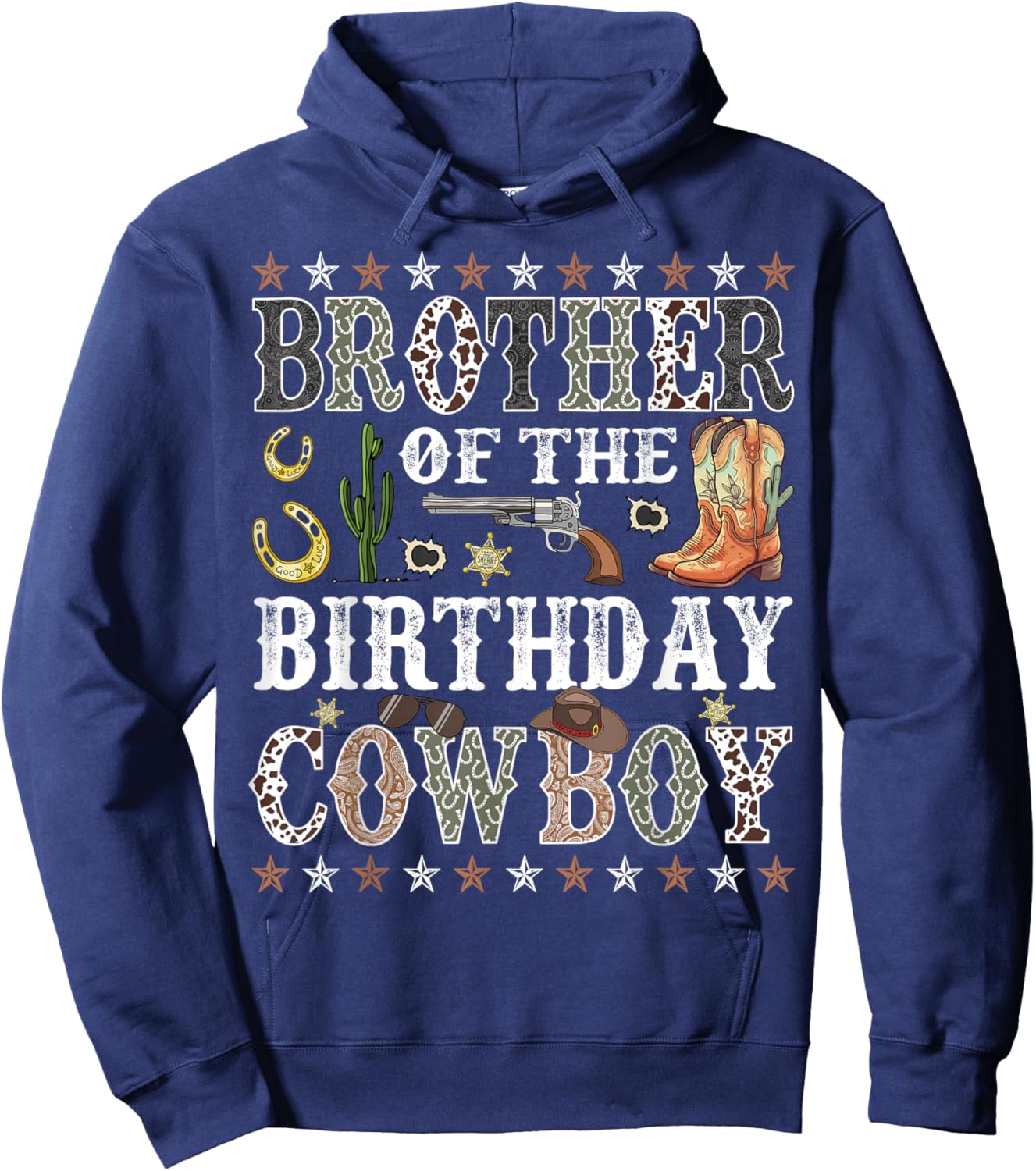 Brother Of The Birthday Cowboy Rodeo Brother Hoodie - Hoodie | Navy