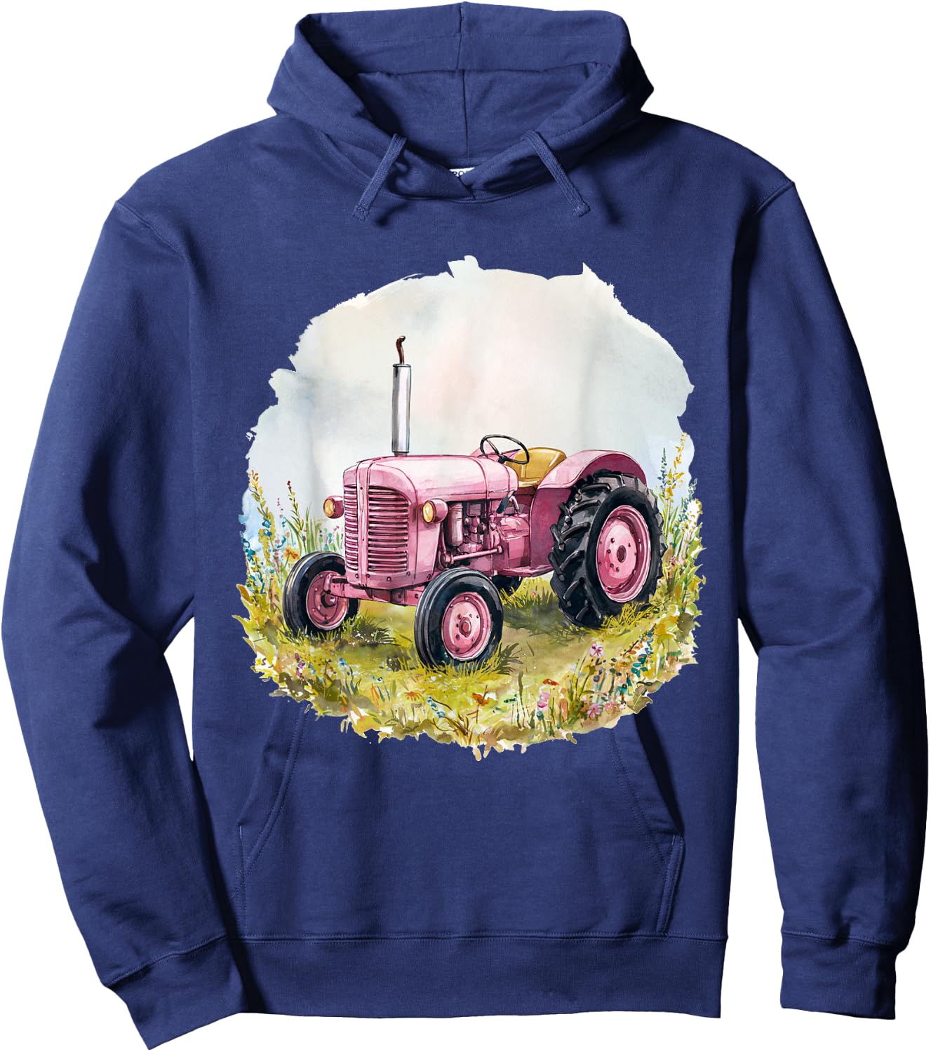 Farm Girl Pink Tractor Women design Hoodie - Hoodie | Navy