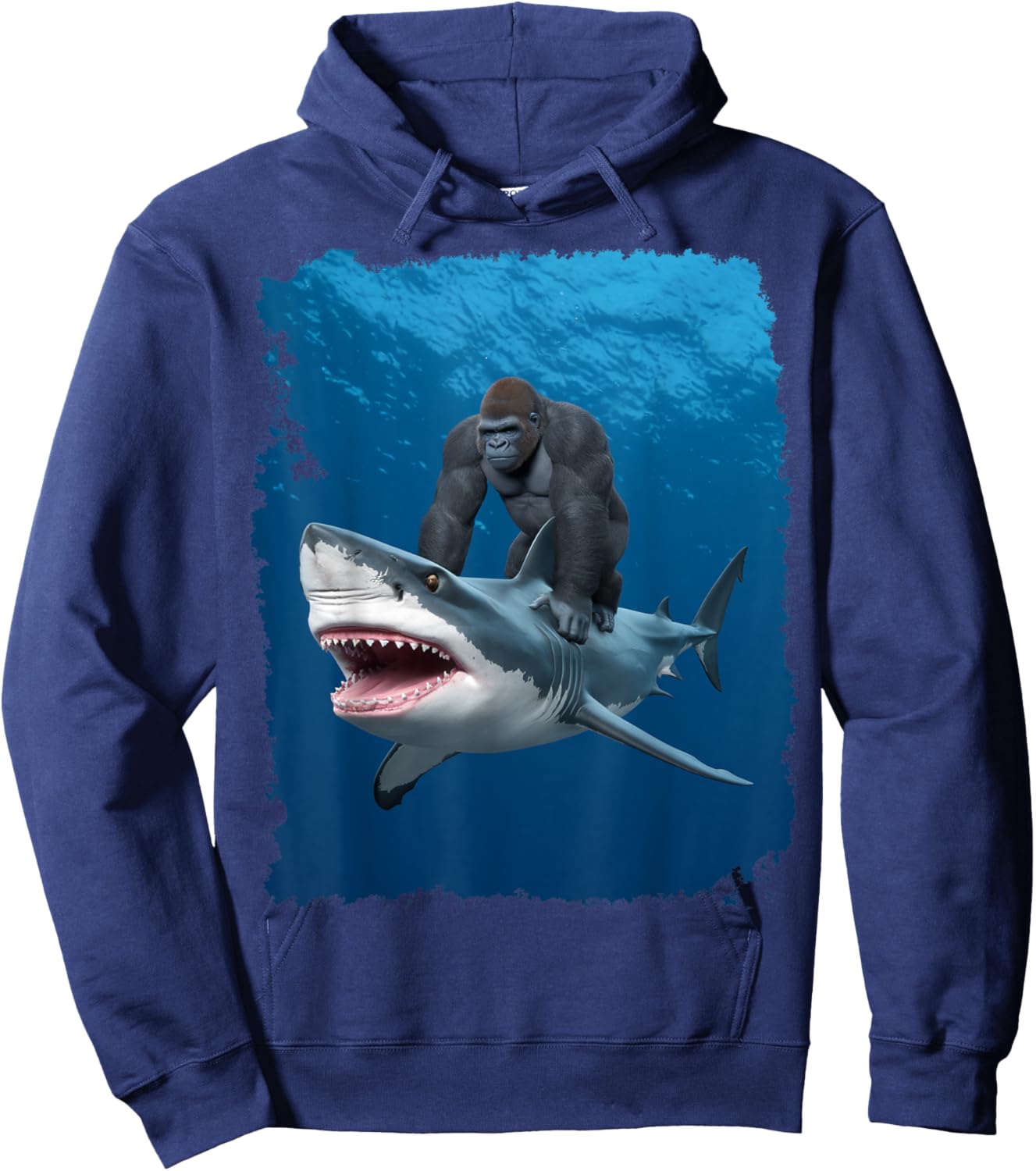 Funny Meme I Love Shark I Love Gorilla Weird Hoodie - Hoodie | Navy