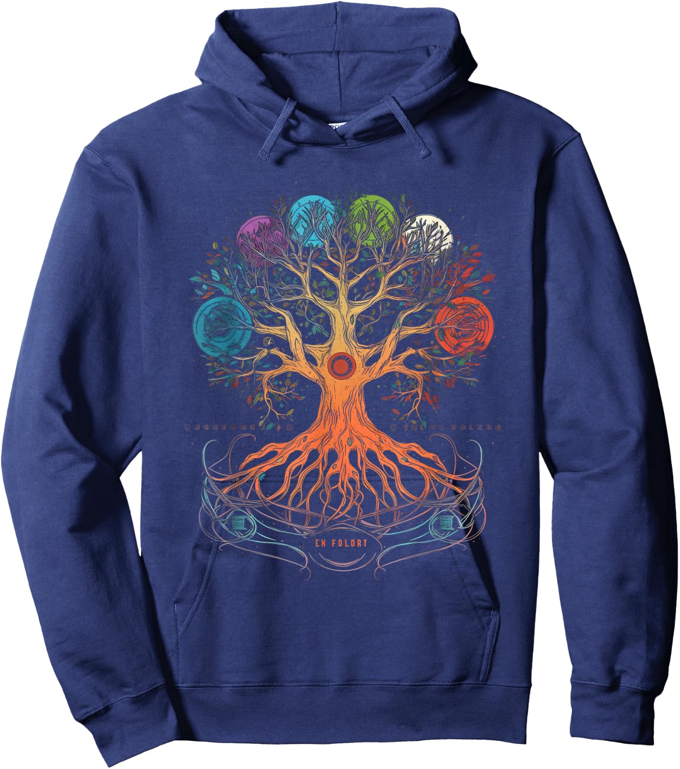 Yggdrasil Tree of Life with Moon Phases Hoodie - Hoodie | Navy