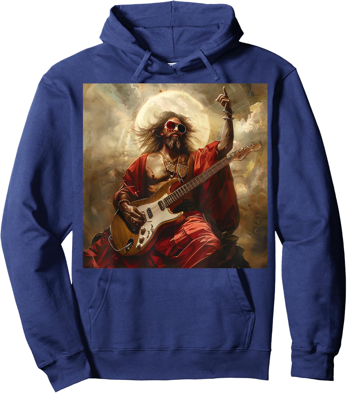 Heavy Metal Jesus Christ Guitar Hoodie - Hoodie | Navy