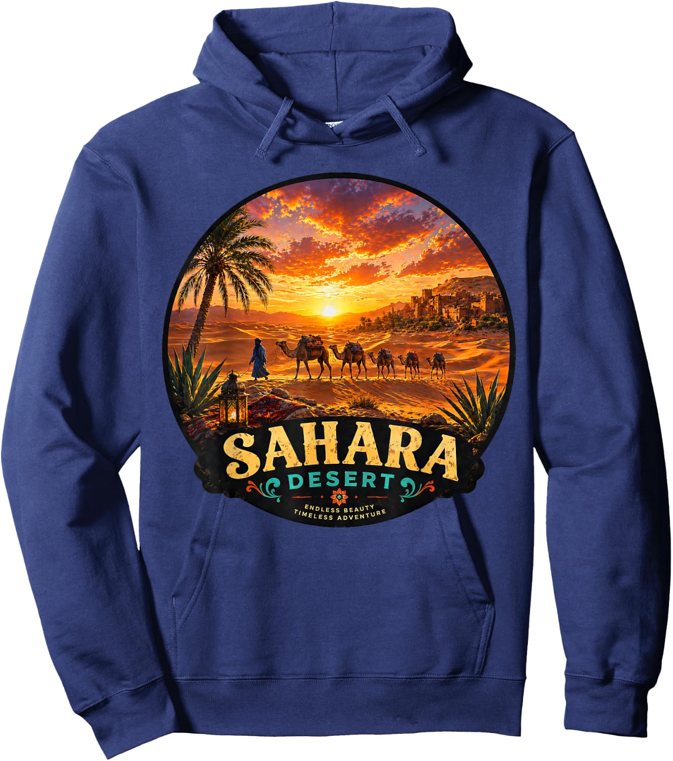 Vintage Sahara Desert Nomad Caravan Art Design Hoodie - Hoodie | Navy