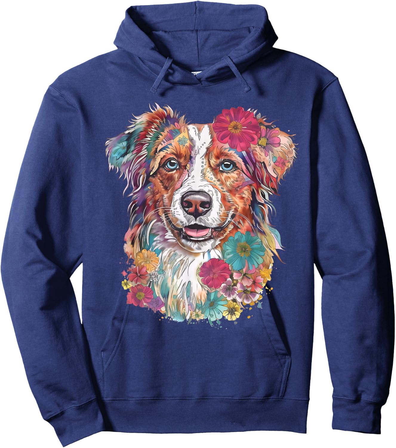 Floral Dog Lover Shirt, Aussie Dog Mom Floral Hoodie - Hoodie | Navy