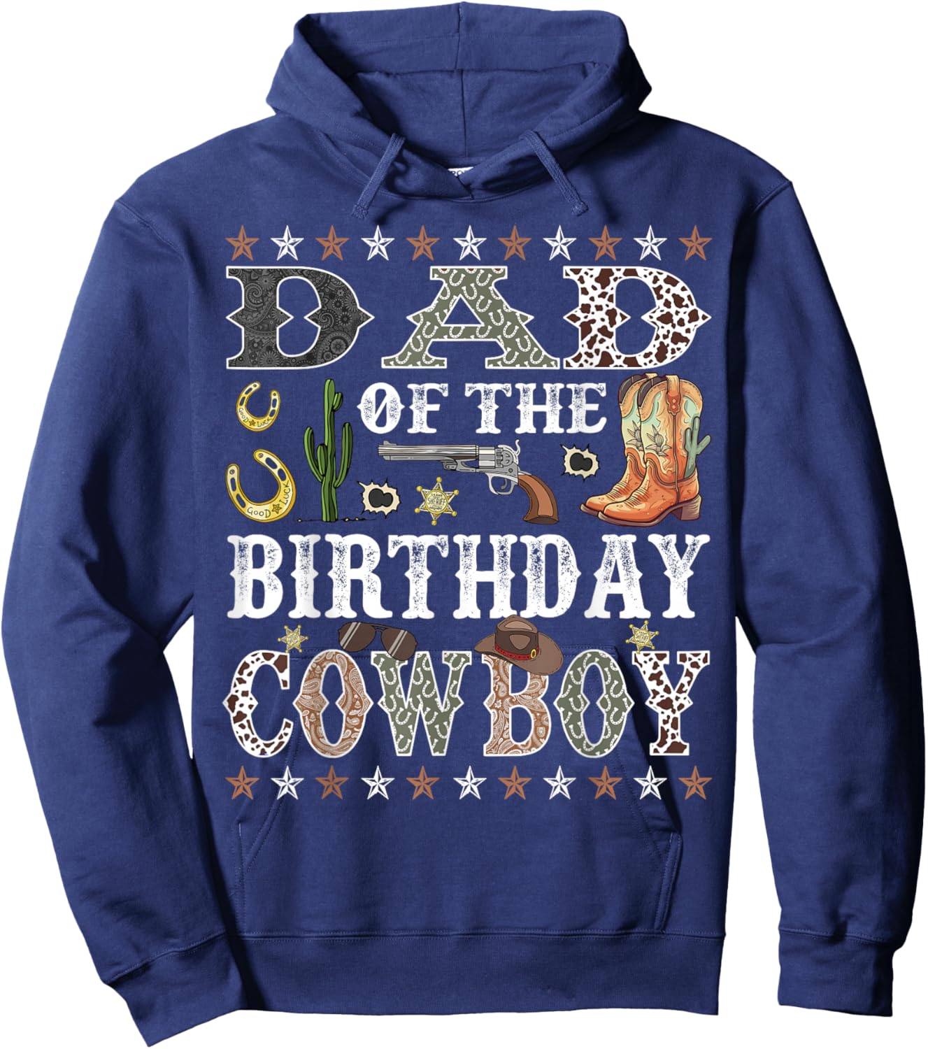 Dad Of The Birthday Cowboy Rodeo Dad Hoodie - Hoodie | Navy