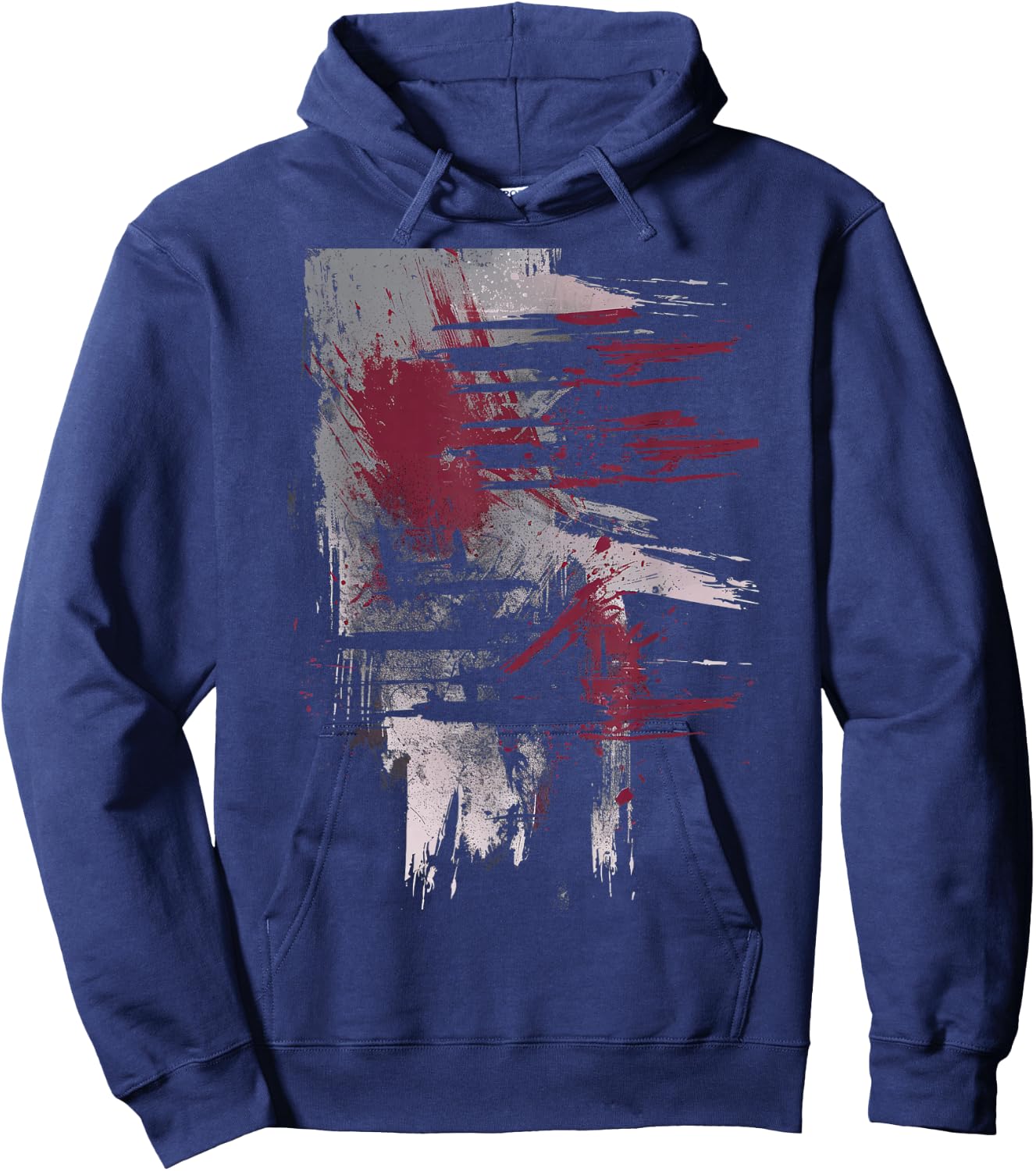 Grunge Black and Red Artistic Design Hoodie - Hoodie | Navy
