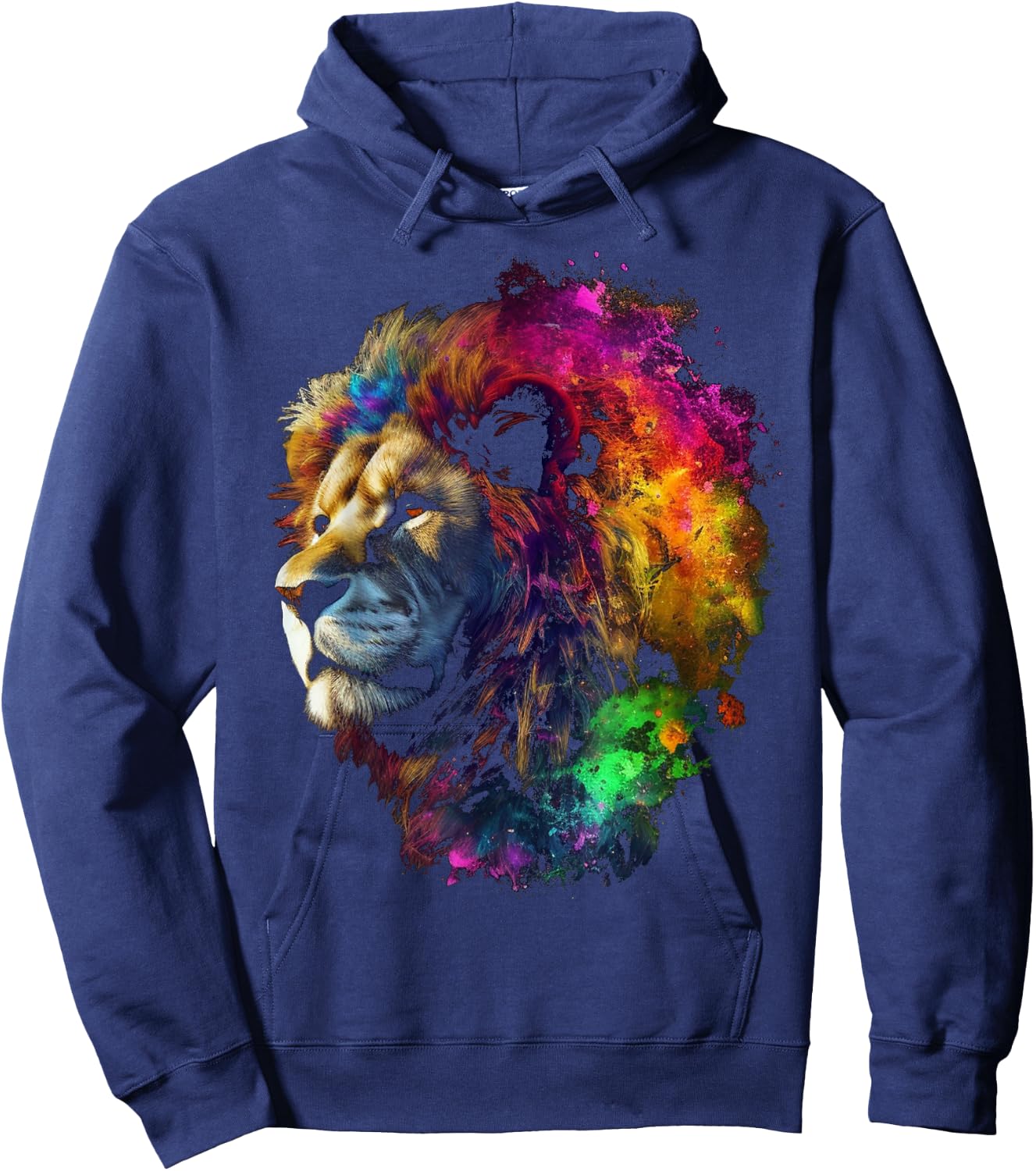 Lion Artwork Colourful Animal Art Lion Hoodie - Hoodie | Navy