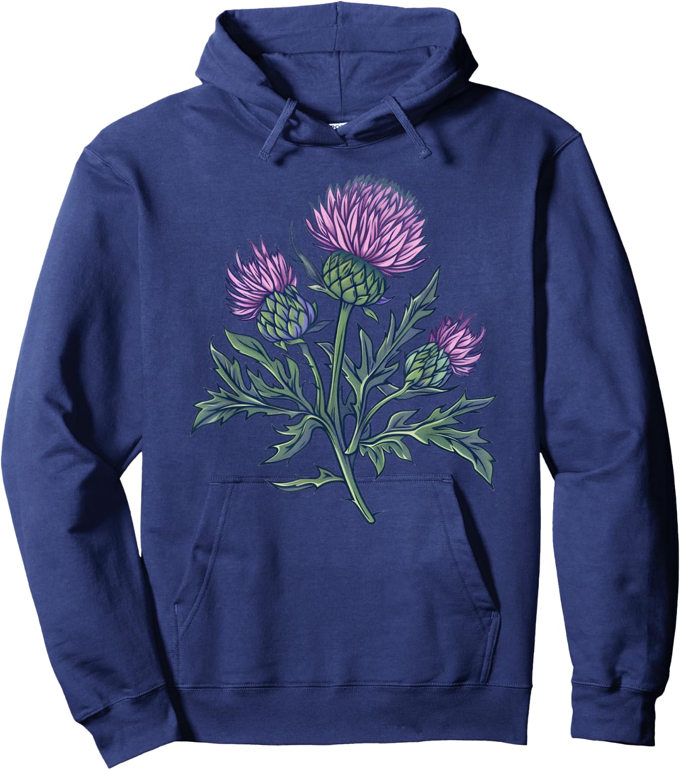 Thistle Flower Design Hoodie - Hoodie | Navy