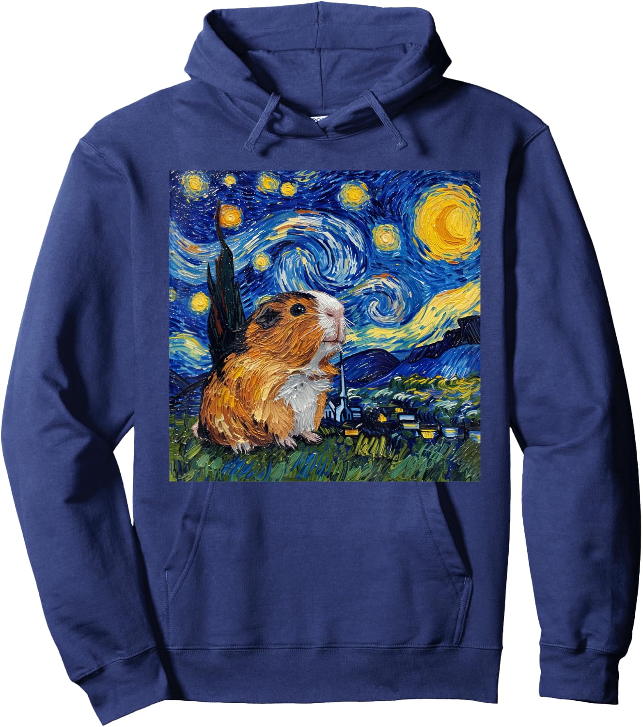 Guinea Pig Van Gogh Style Starry Night Graphic Hoodie - Hoodie | Navy