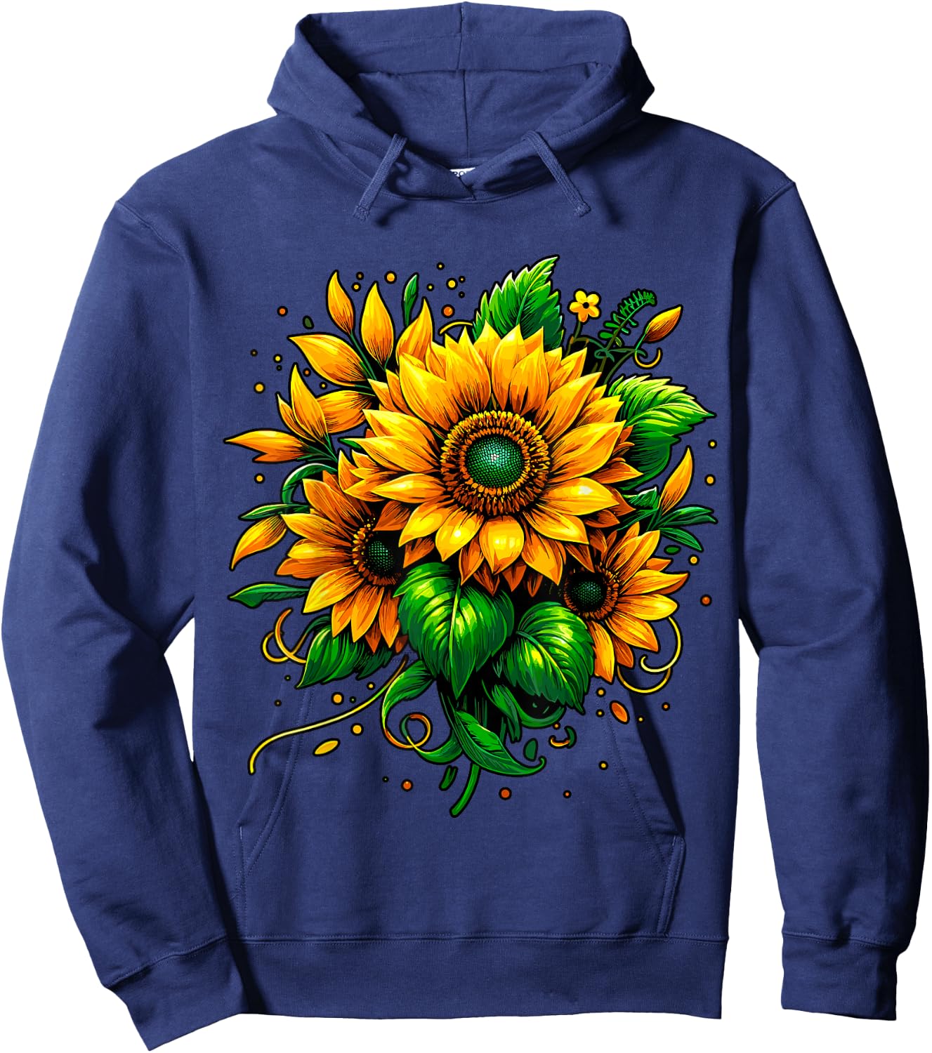 Sunflower Floral Hoodie - Hoodie | Navy
