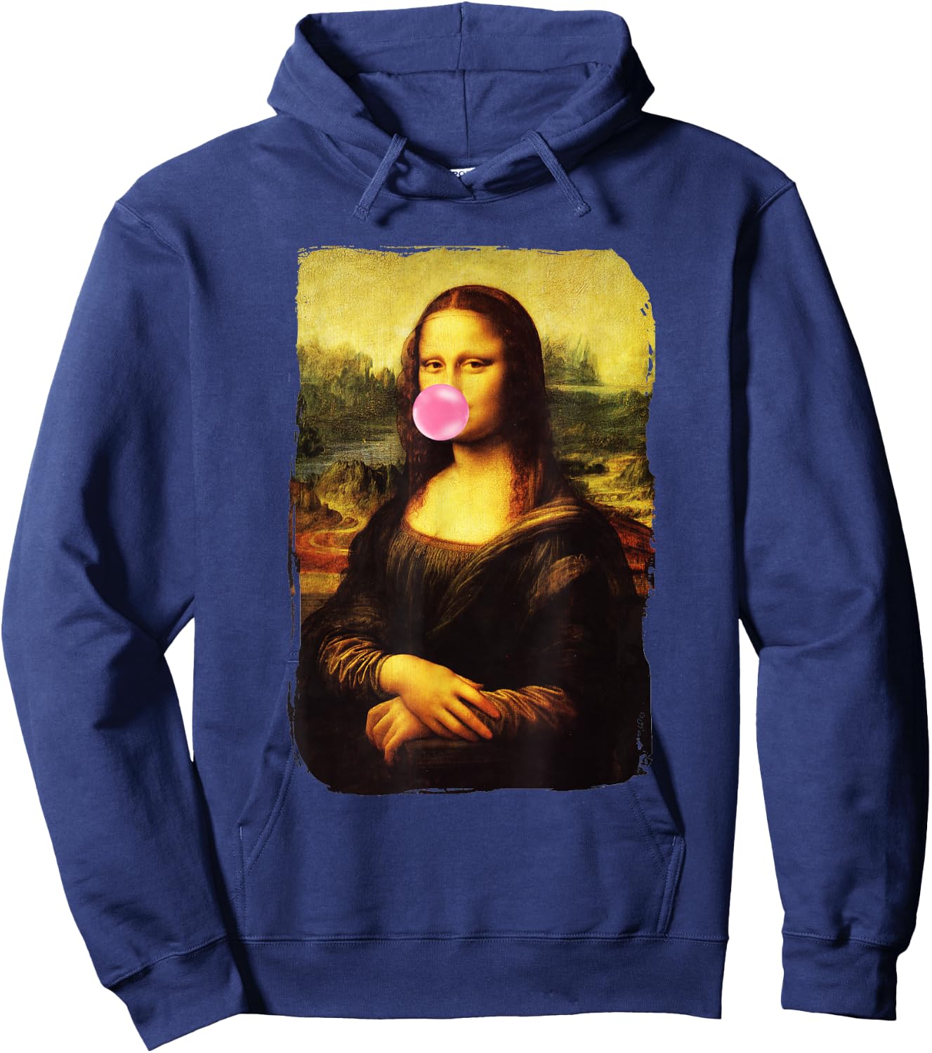 Mona Lisa Blowing Bubble Gum Funny Gioconda Hoodie - Hoodie | Navy