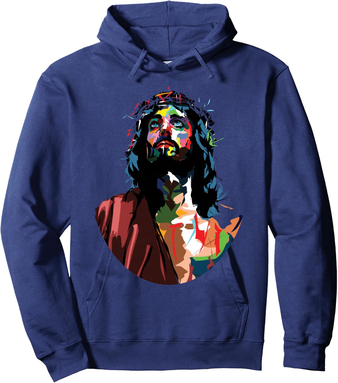 Vintage God King Jesus Christ Sweet Face Image Hoodie - Hoodie | Navy