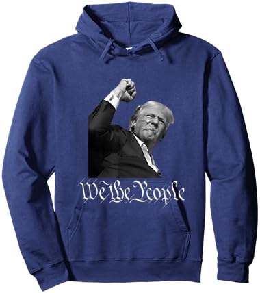 Donald Trump Raising Fist We The People Hoodie - Hoodie | Navy