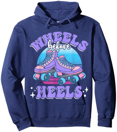 Wheels Before Heels | Roller Skating | Kids Hoodie - Hoodie | Navy